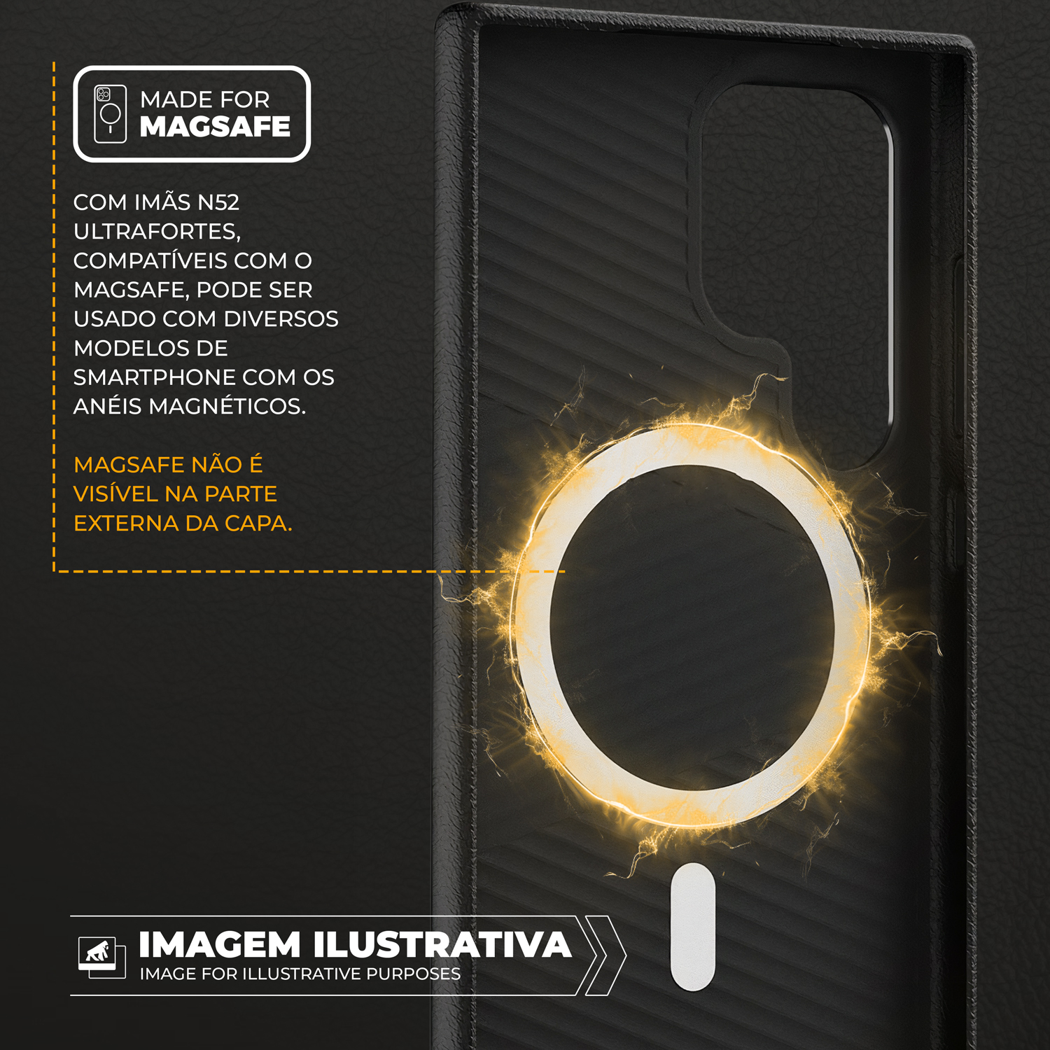 Capa para Samsung Galaxy S24 Ultra - Couro Dual Magsafe - Preta - Gshield