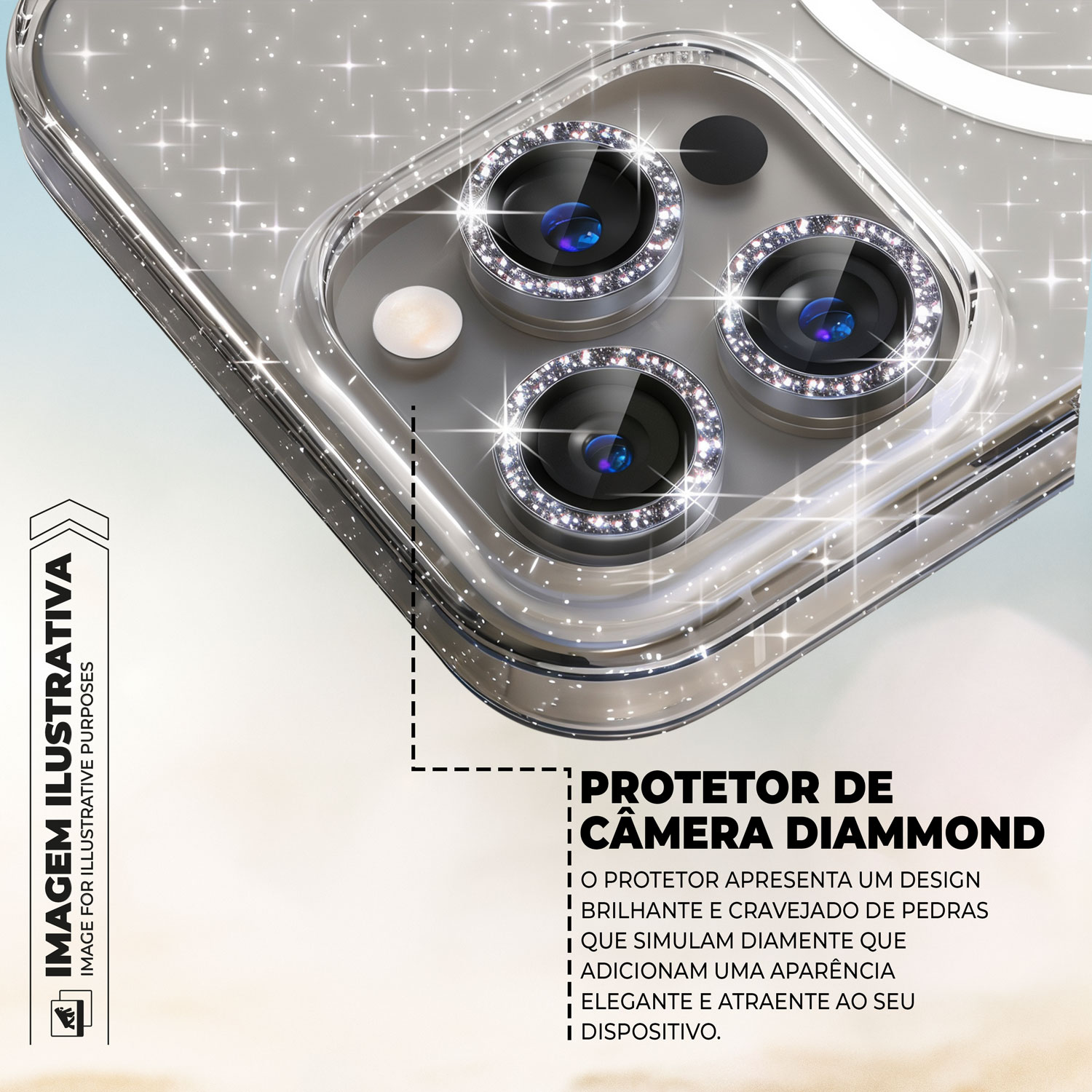 Capa para iPhone 14 - MagSafe Glitter - Gshield