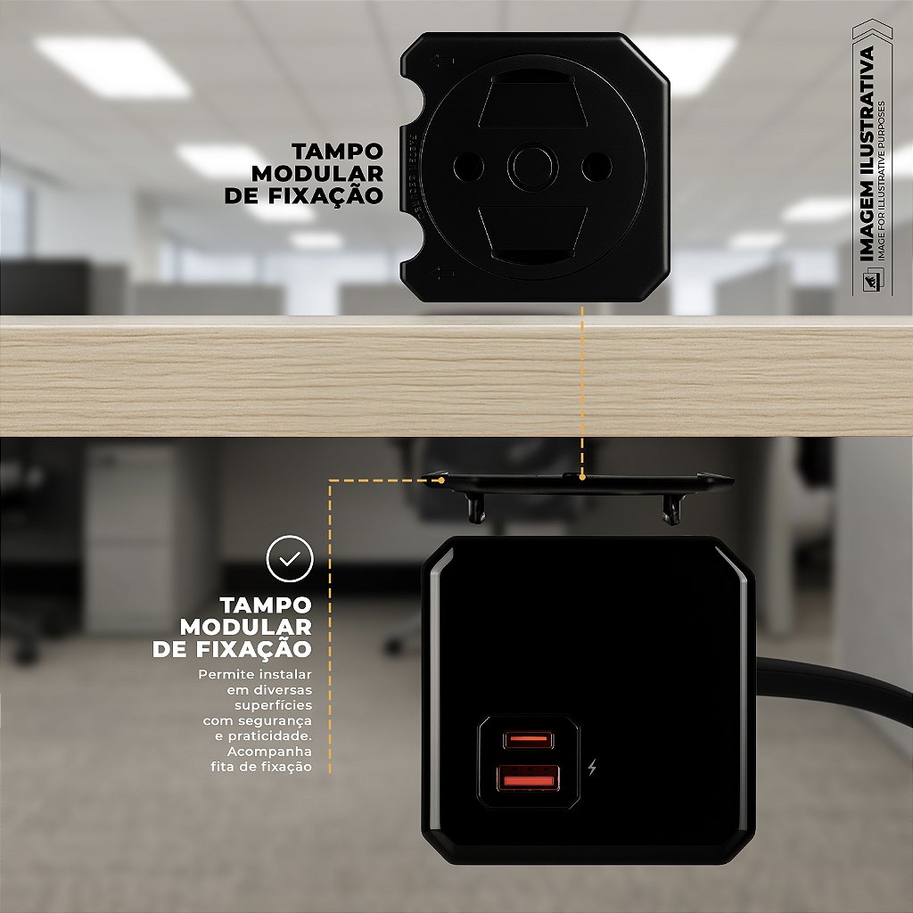 Filtro de Linha Multiplicador de Tomadas Bivolt - Entradas USB-A / Tipo C + 4 Tomadas - Energy Cube - Gshield
