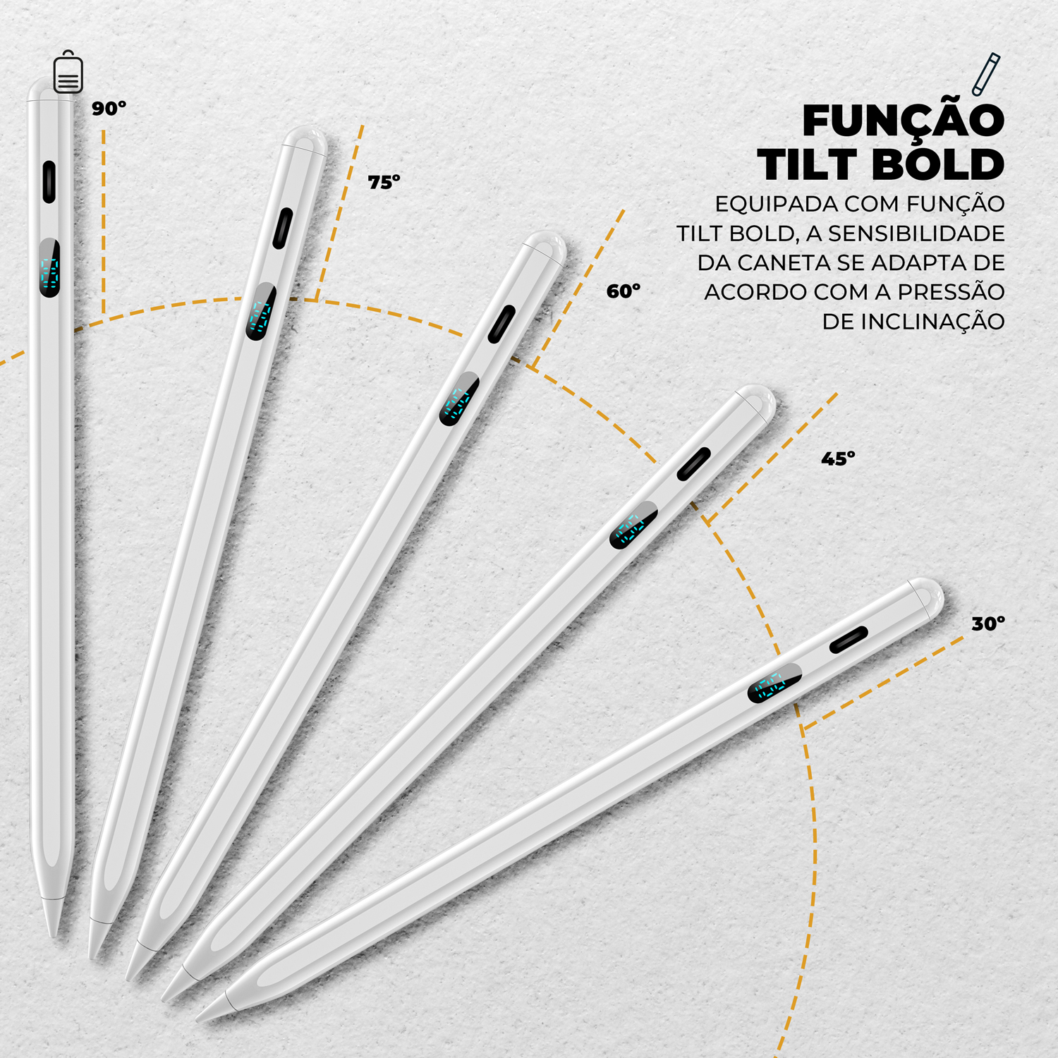 Caneta Touch Capacitiva com Visor - Palm Rejection - Dual Shock - Branca - Gshield
