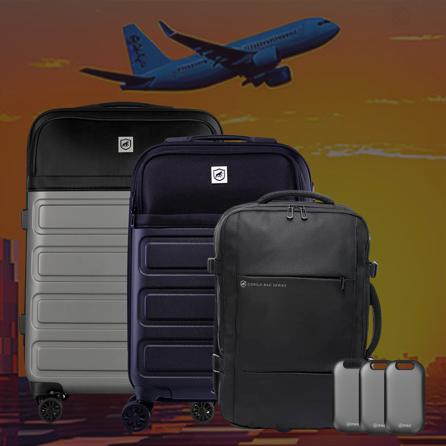 Kit Malas para Viagem Armor + Mochila Executiva Armor + iTag (3 unidades) - Gshield