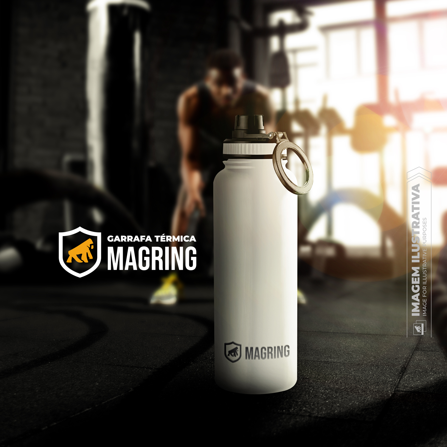 Garrafa Térmica com Suporte MagSafe, Aço Inoxidável, Bebidas Geladas por 24h e Quentes por 12h, Ideal para Treinos e Uso Diário - 540ml - Branca -  MagRing - Gshield - foto 9