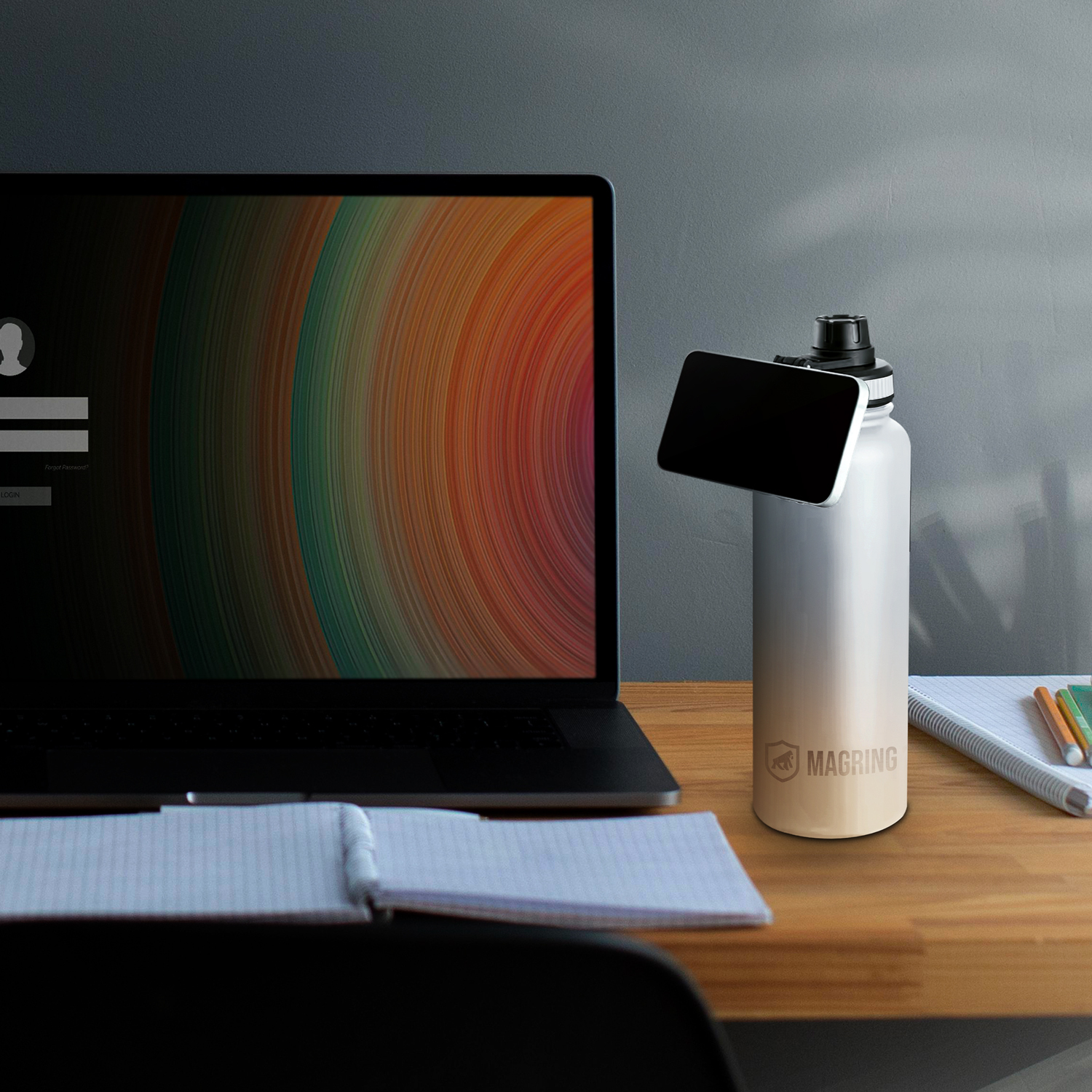 Garrafa Térmica com Suporte MagSafe, Aço Inoxidável, Bebidas Geladas por 24h e Quentes por 12h, Ideal para Treinos e Uso Diário - 950ml - Branca -  MagRing - Gshie - foto 9