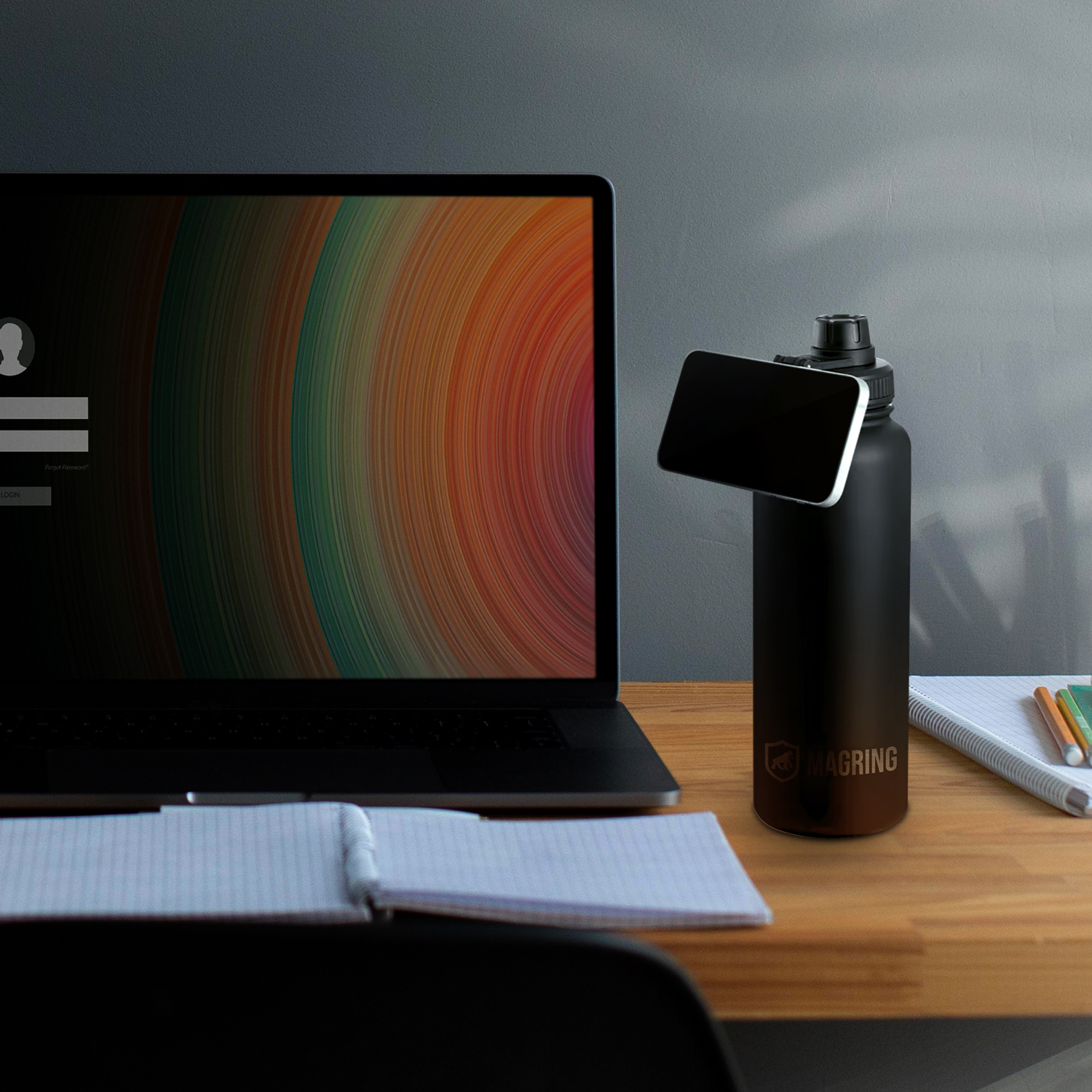 Garrafa Térmica com Suporte MagSafe, Aço Inoxidável, Bebidas Geladas por 24h e Quentes por 12h, Ideal para Treinos e Uso Diário - 950ml - Preta - MagRing - Gshield - foto 7