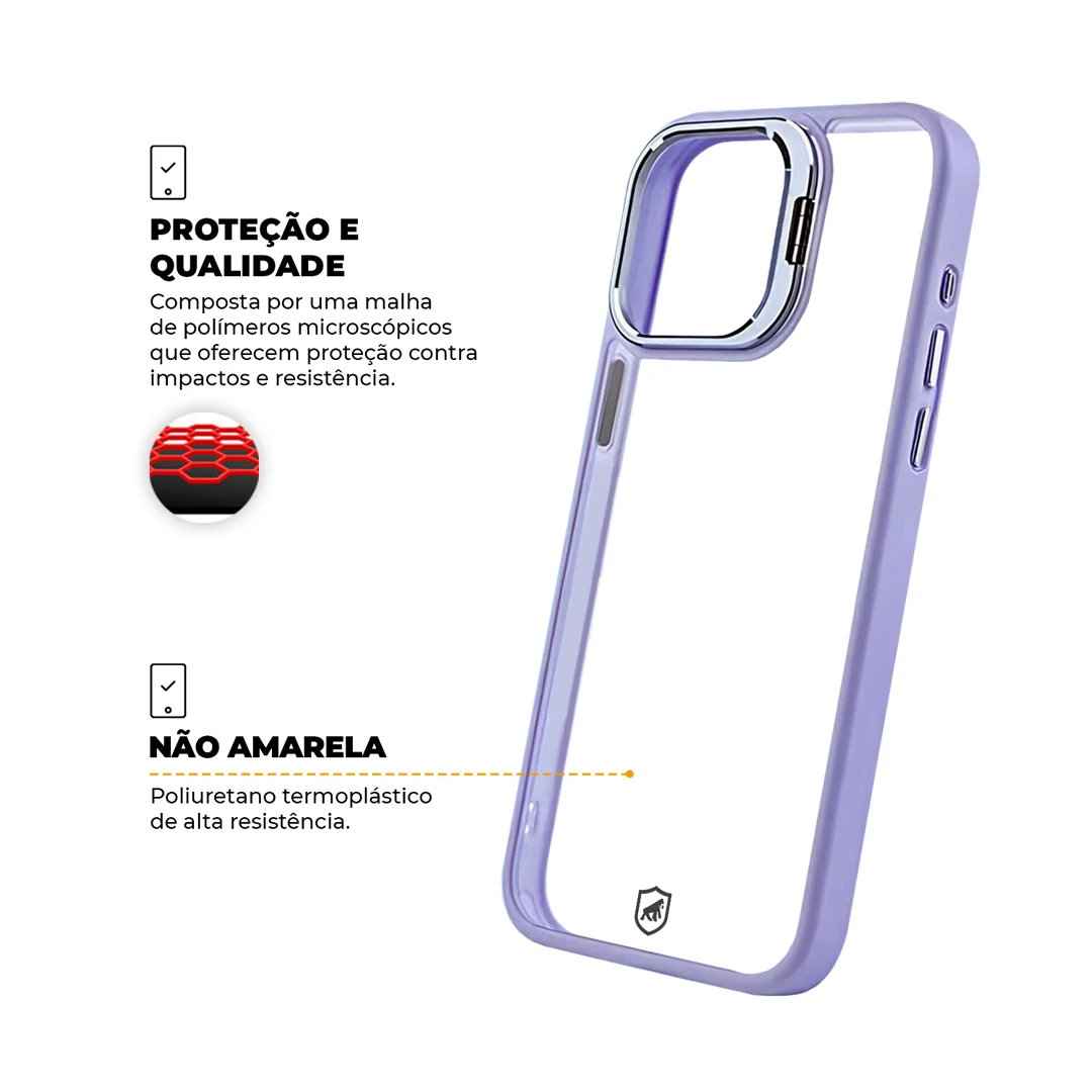 Kit Capa Gravity Lilás e Película Ultra Safe para iPhone 15 Pro Max - Gshield