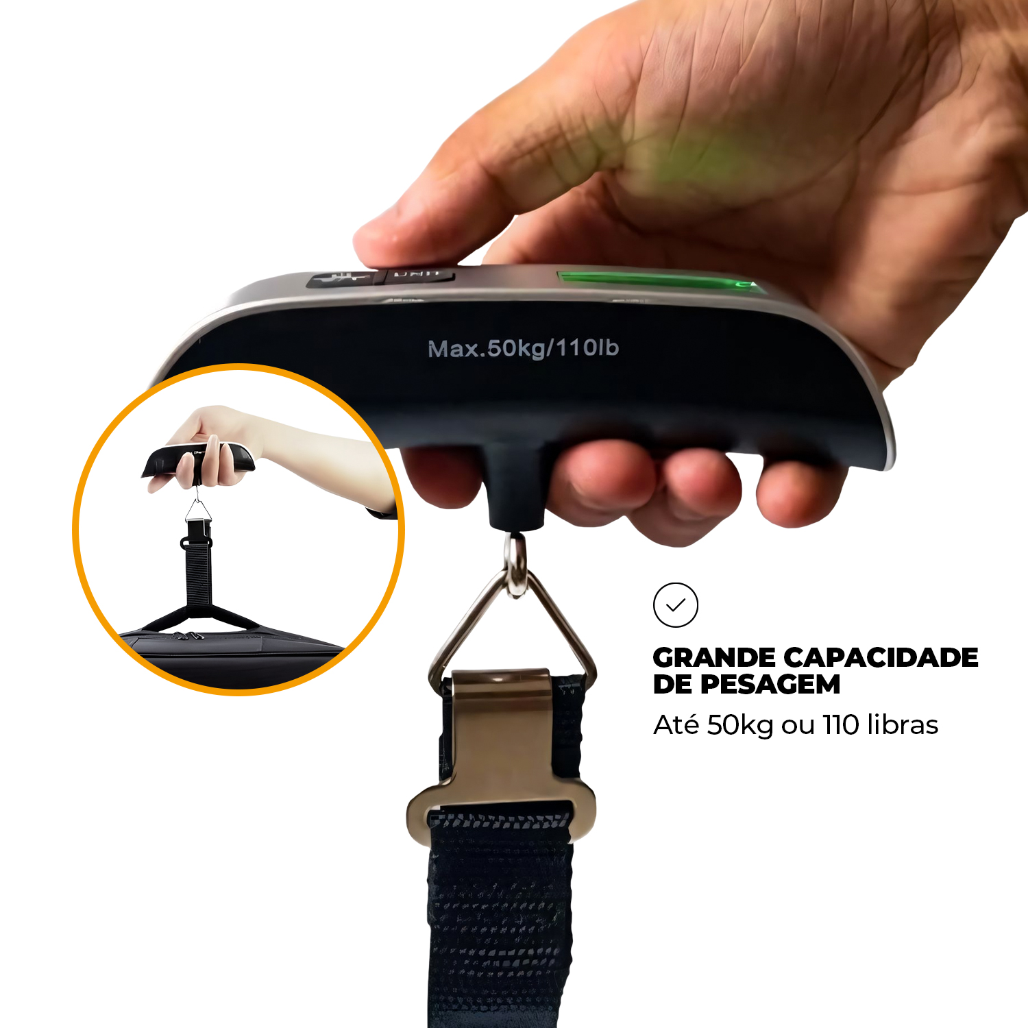 Mala de Viagem Armor - Para Despachar - Gshield + Balança Digital Portátil para Bagagem - Verde - foto 13