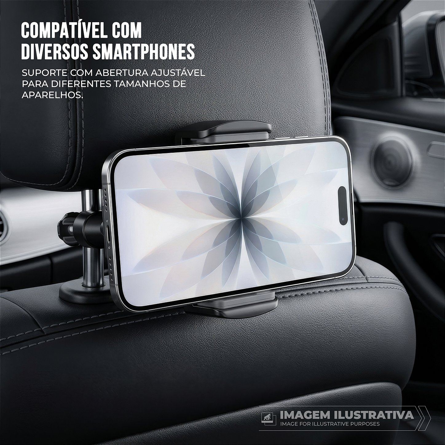 Suporte Veicular de Celular Universal Rotação 360° para Encosto do Banco Traseiro - Survivor - Gshield - foto 8
