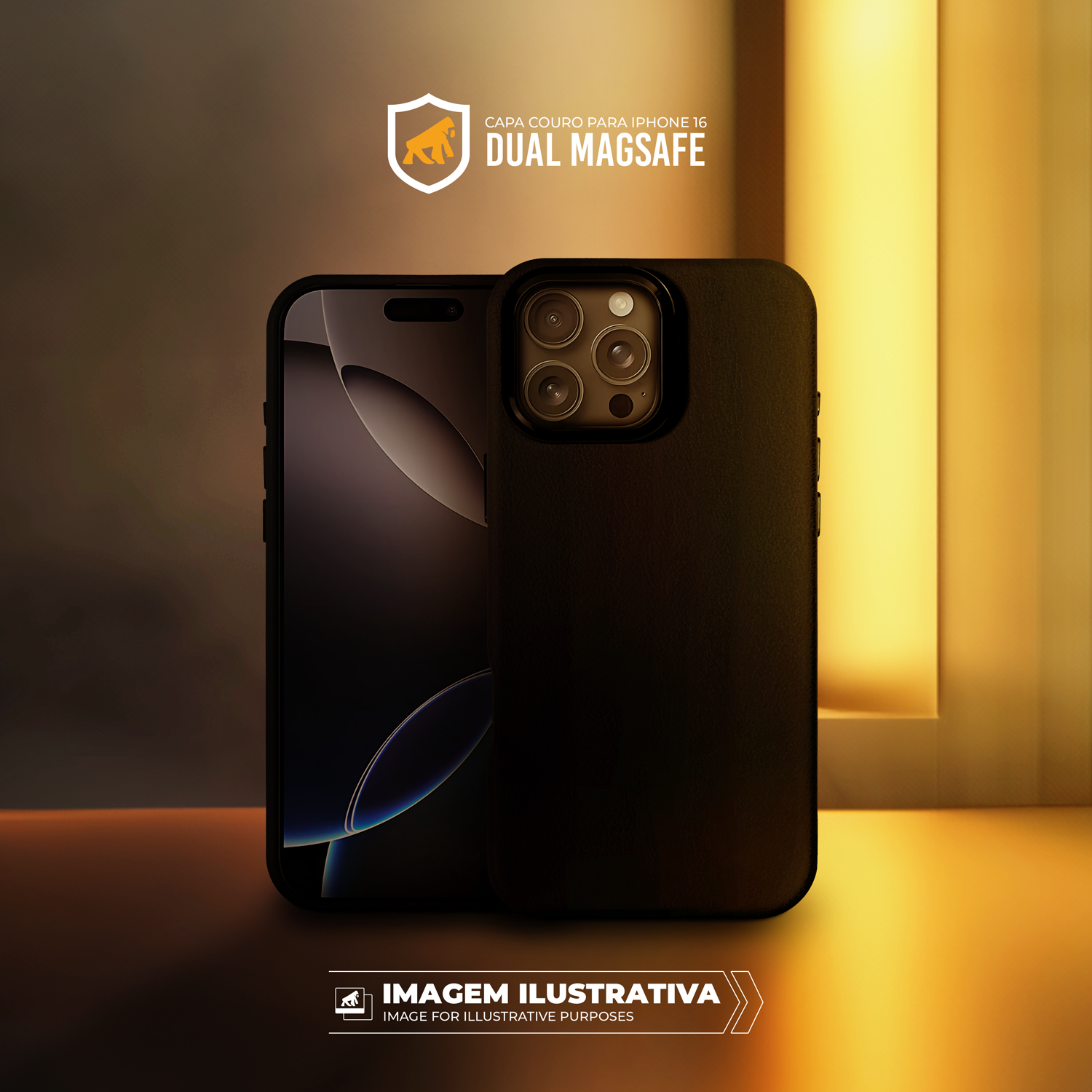 Capa para iPhone 16 - Couro Dual Magsafe - Preta - Gshield