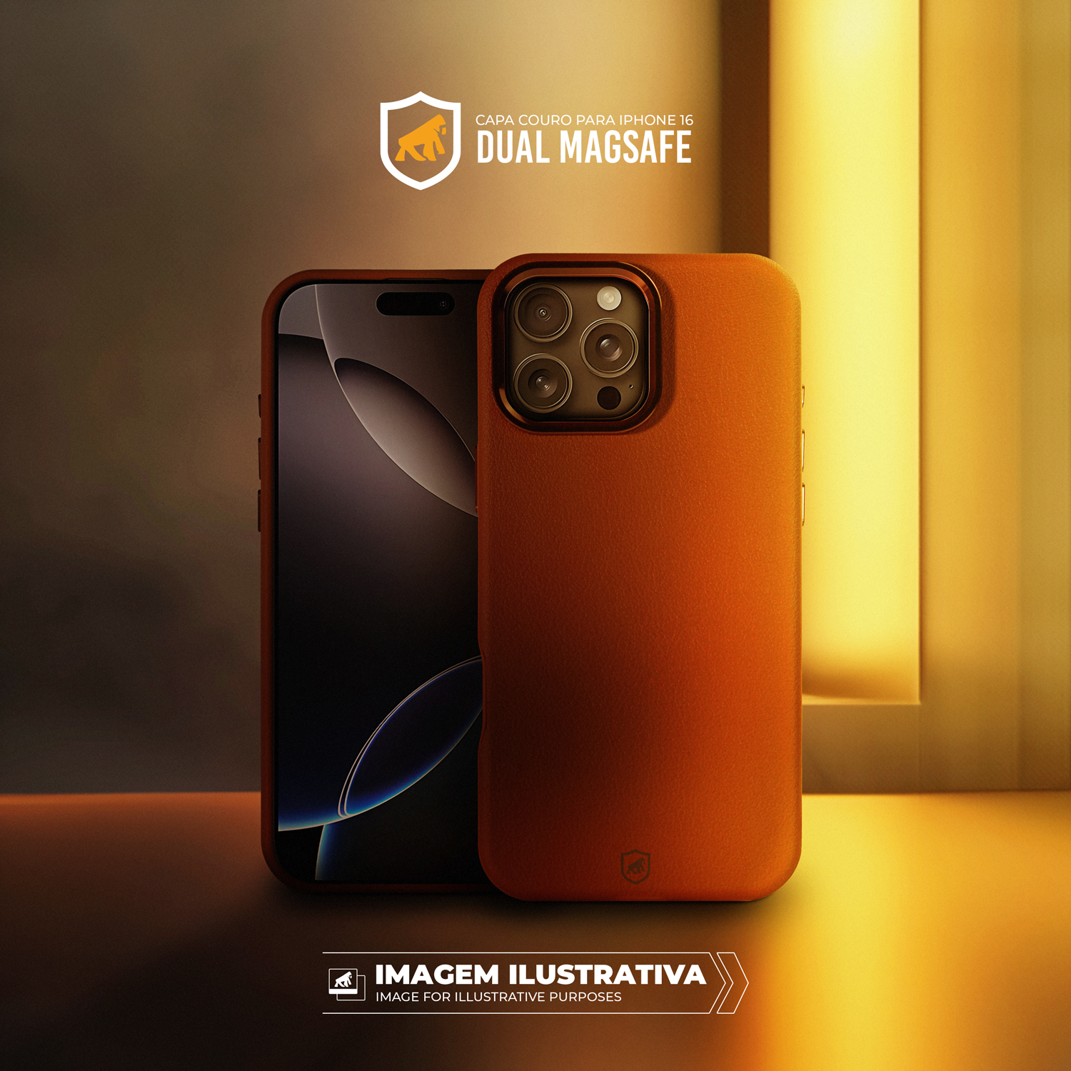 Capa para iPhone 16 - Couro Dual Magsafe - Marrom - Gshield