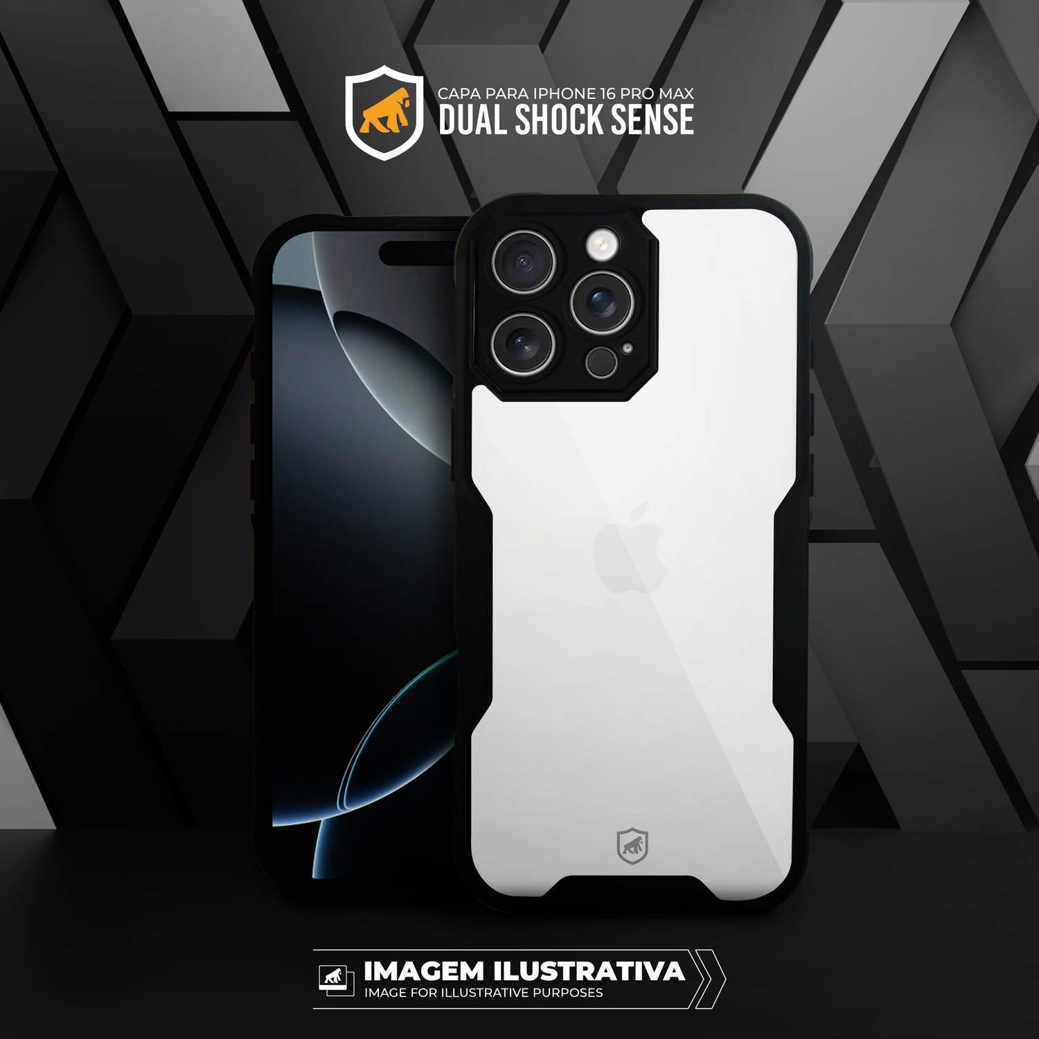 Capa para iPhone 16 - Dual Shock Sense Preta - Gshield