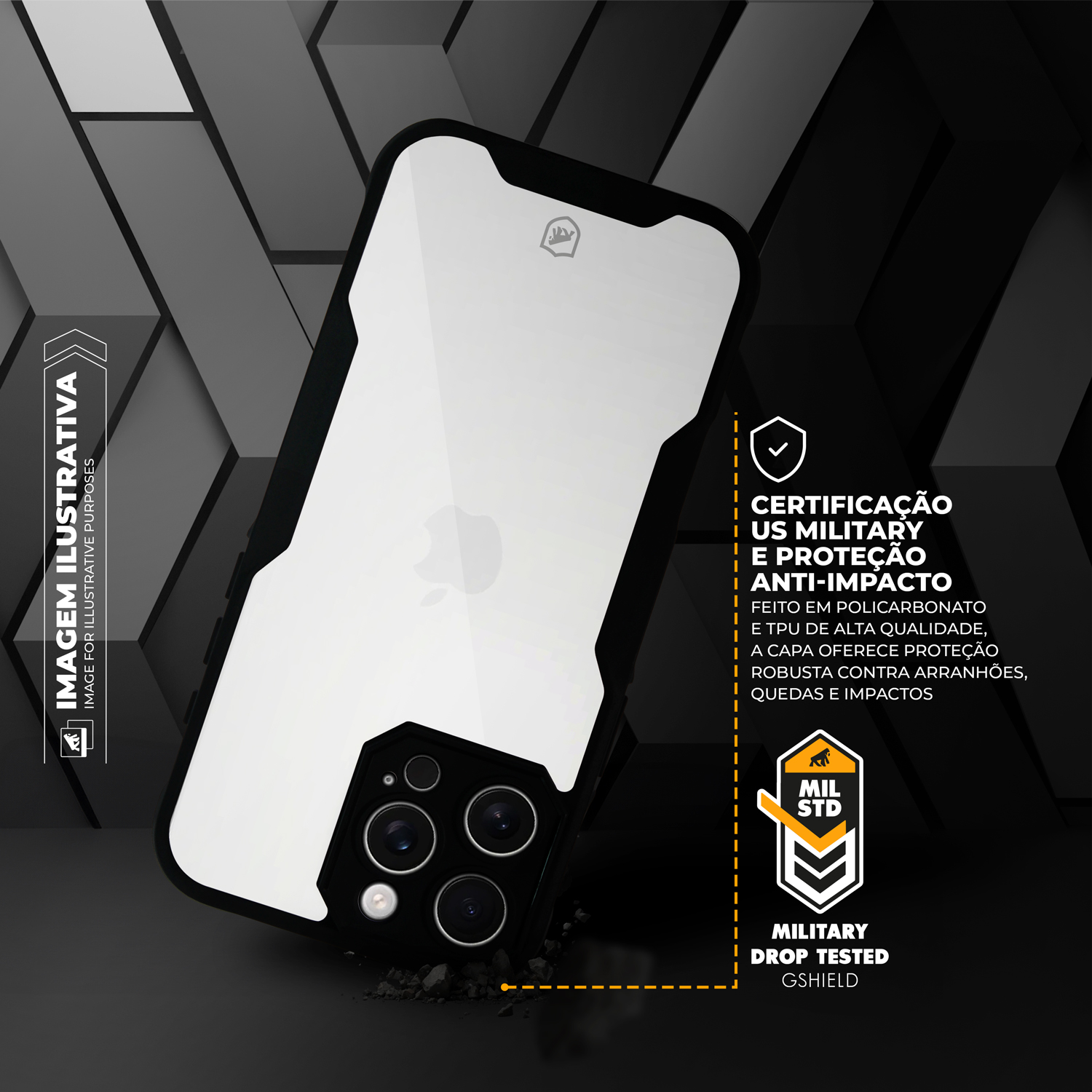 Capa para iPhone 16 - Dual Shock Sense Preta - Gshield