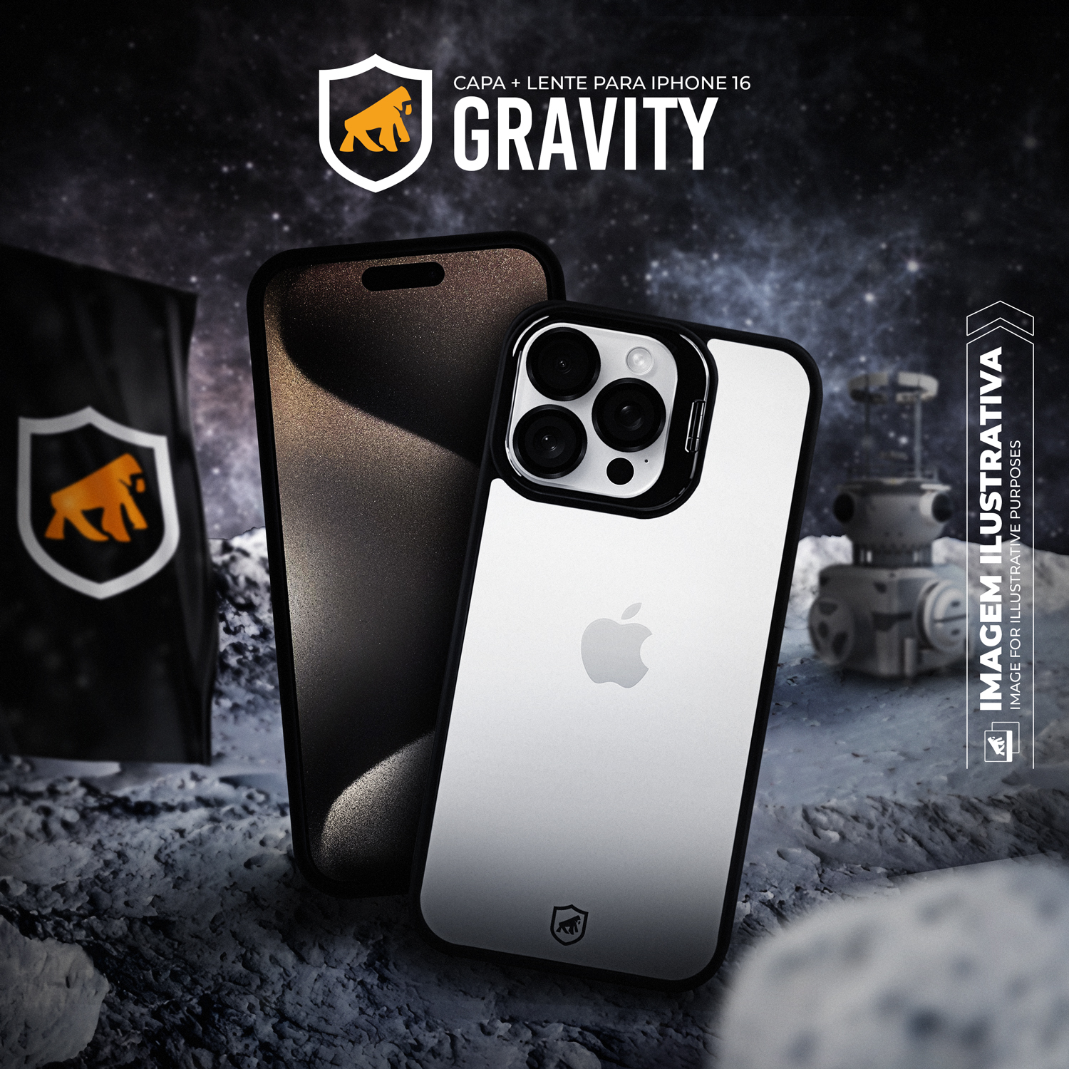 Capa para iPhone 16 - Gravity Preta - Gshield