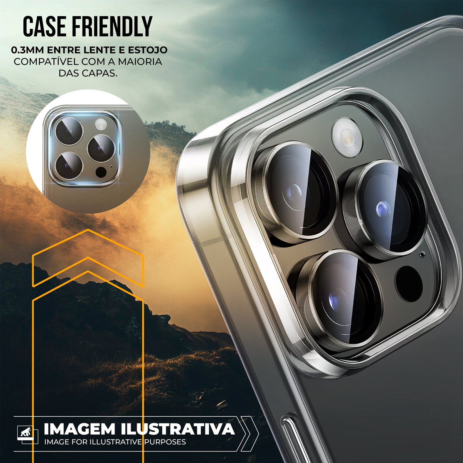 Protetor de Lente para iPhone 16 - Survivor - Transparente com molde aplicador - Frame para câmera - Gshield