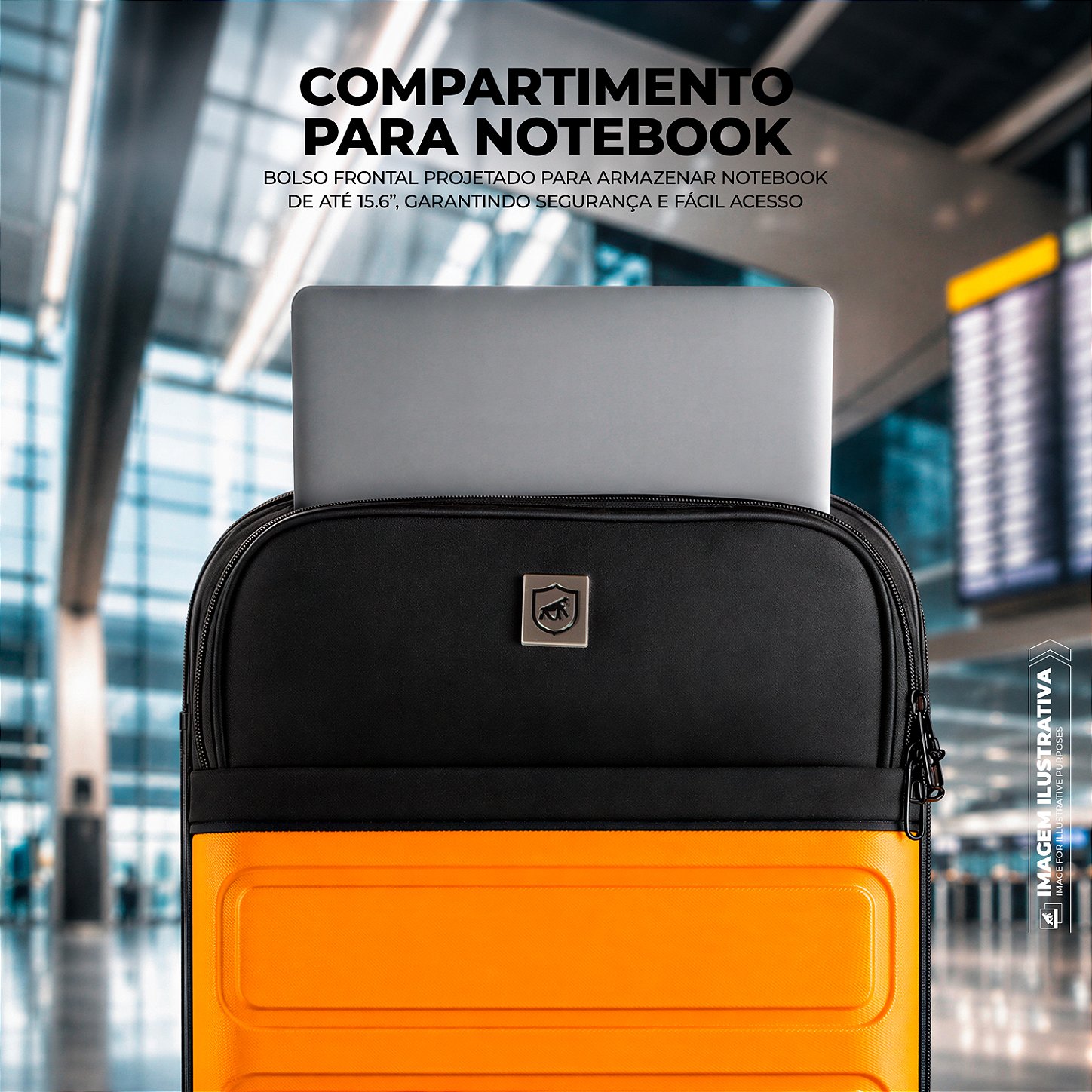 Mala de bordo para Viagem - Com bolso para Notebook - Armor - Amarela - Gshield