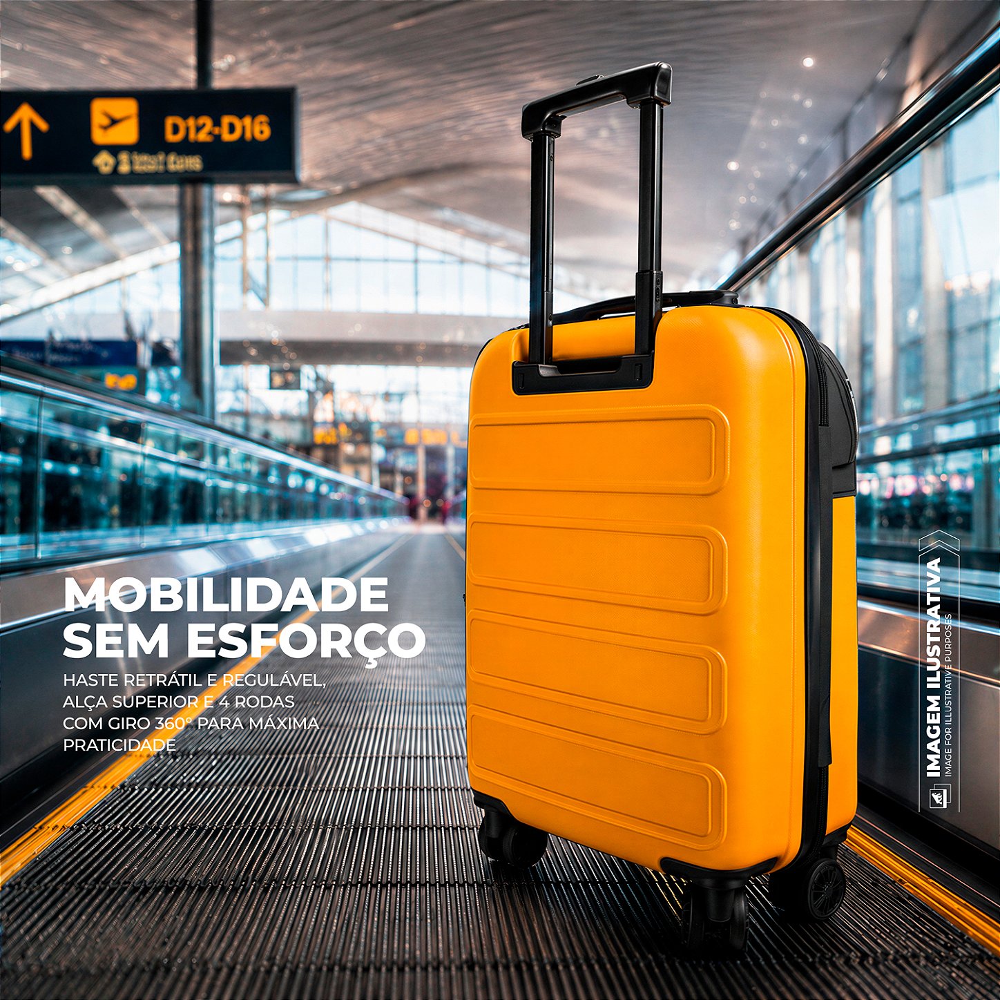 Mala de bordo para Viagem - Com bolso para Notebook - Armor - Amarela - Gshield