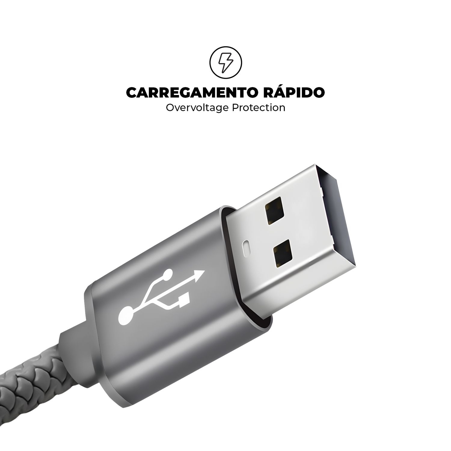 Cabo Symetric - USB-A / Tipo C - 1,5M + Carregador de Parede Turbo Delivery QC 4.0 33W - Gshield - foto 3