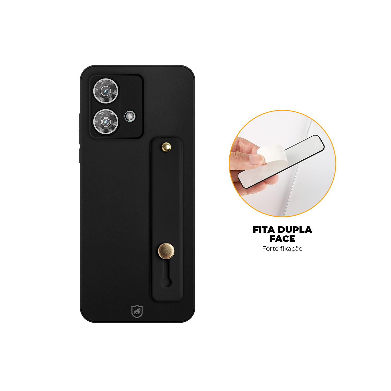 Kit Capa Silicon Veloz para Motorola Moto Edge 50 Pro + Ring Socket + Cordão - Preto - Gshield