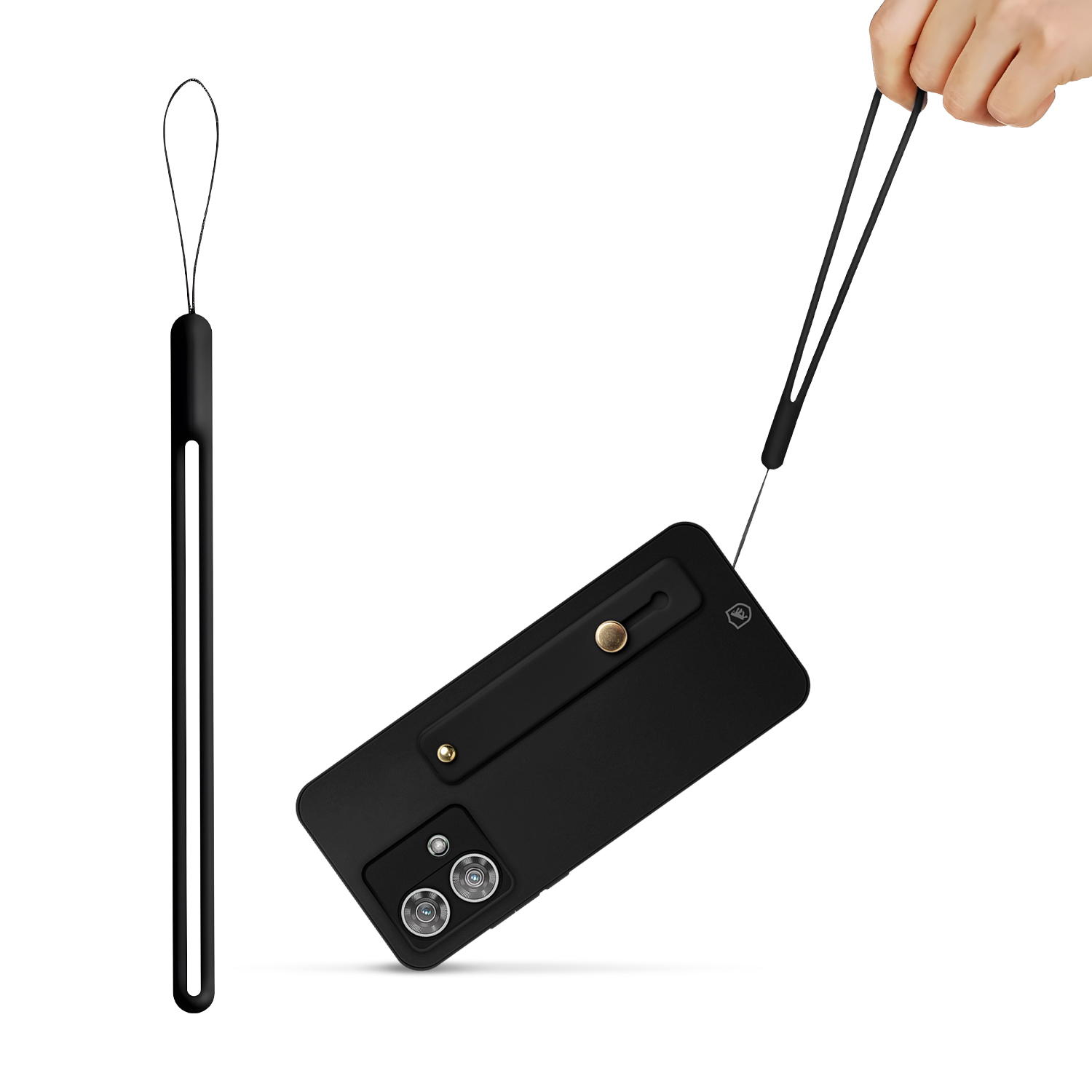 Kit Capa Silicon Veloz para Motorola Moto Edge 50 Pro + Ring Socket + Cordão - Preto - Gshield