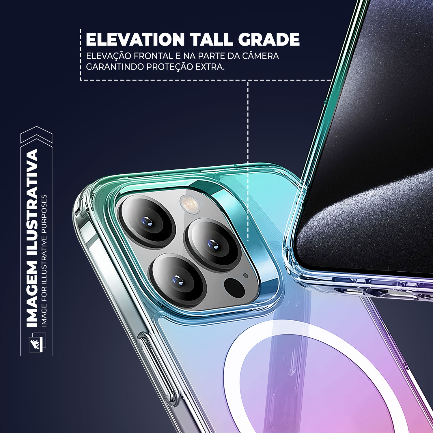 Kit Capa Magsafe Holo + Película Hydrogel Gamer Fosca para iPhone 15 Pro - Gshield