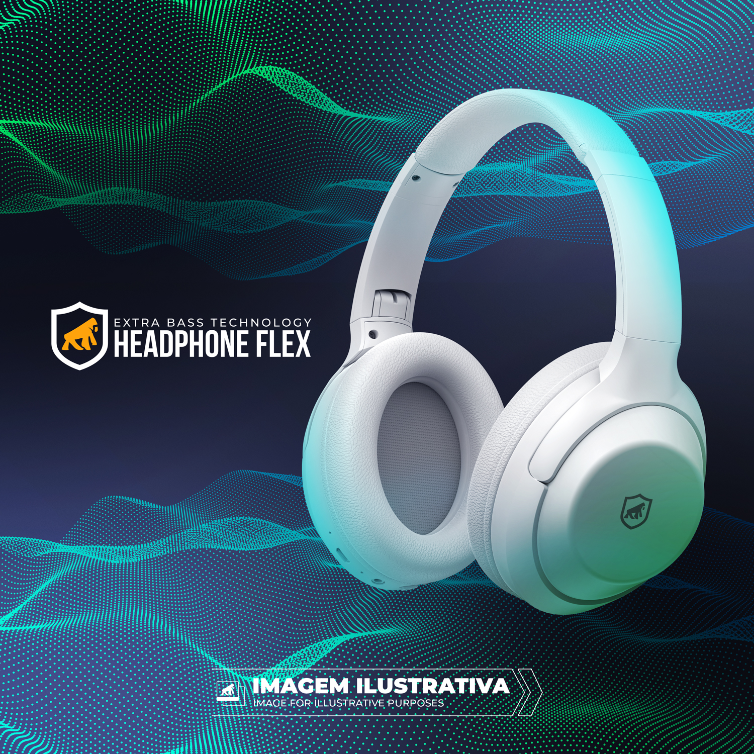 Headphone Flex - Extra Bass Tech - Branco - Gshield - foto 6