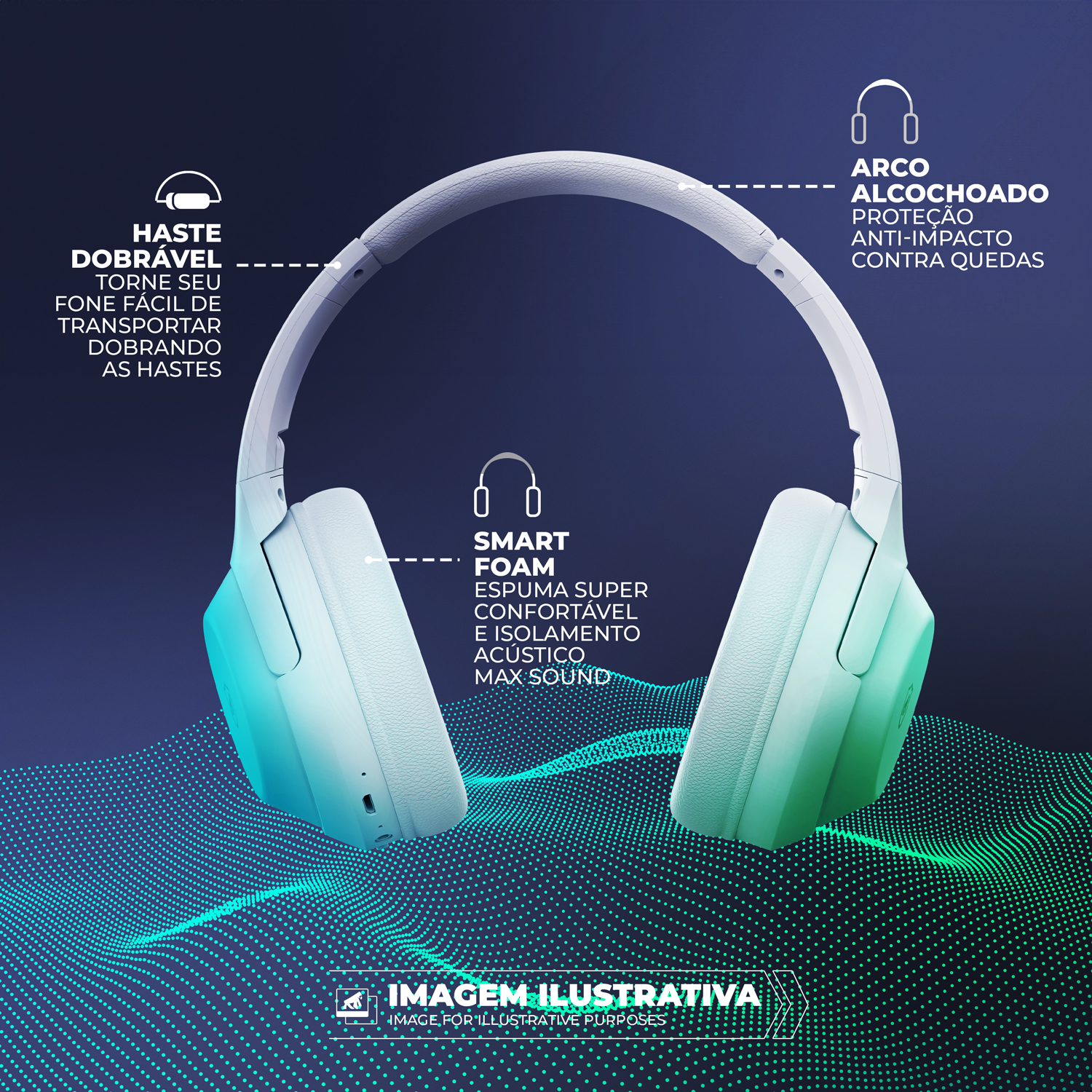 Headphone Flex - Extra Bass Tech - Branco - Gshield - foto 4