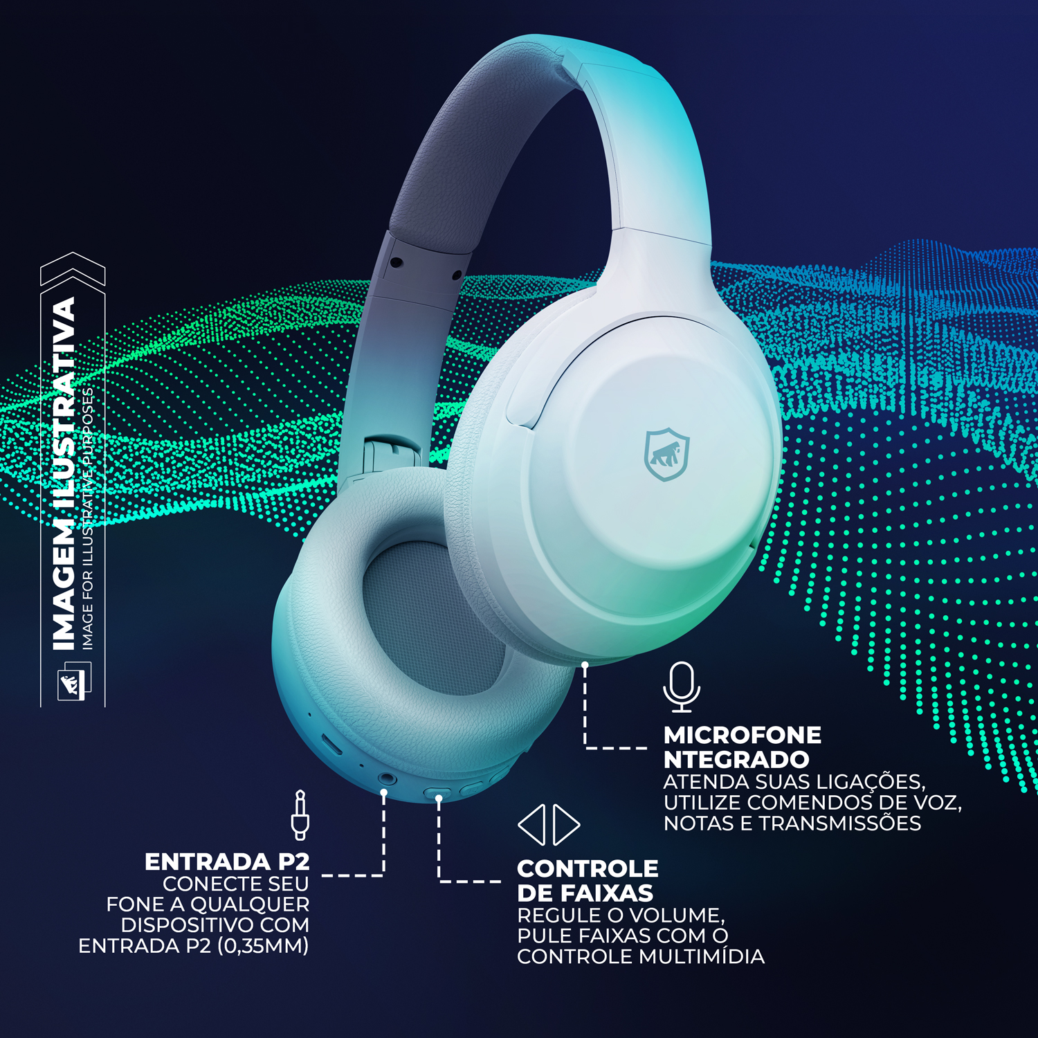 Headphone Flex - Extra Bass Tech - Branco - Gshield - foto 3