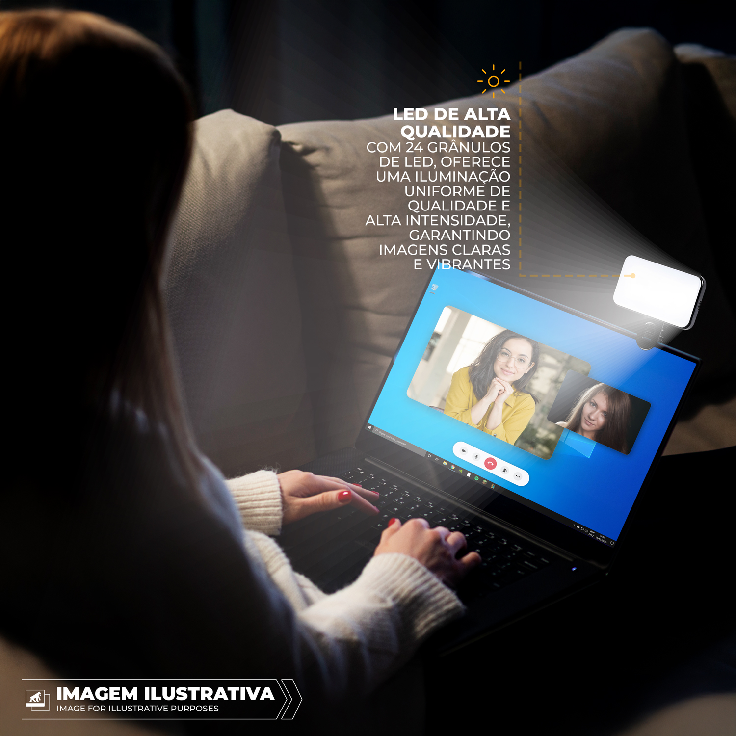 Luz de Selfie Recarregável Clip-On LED RGB com Modos Ajustáveis de Iluminação - Armor - Gshield