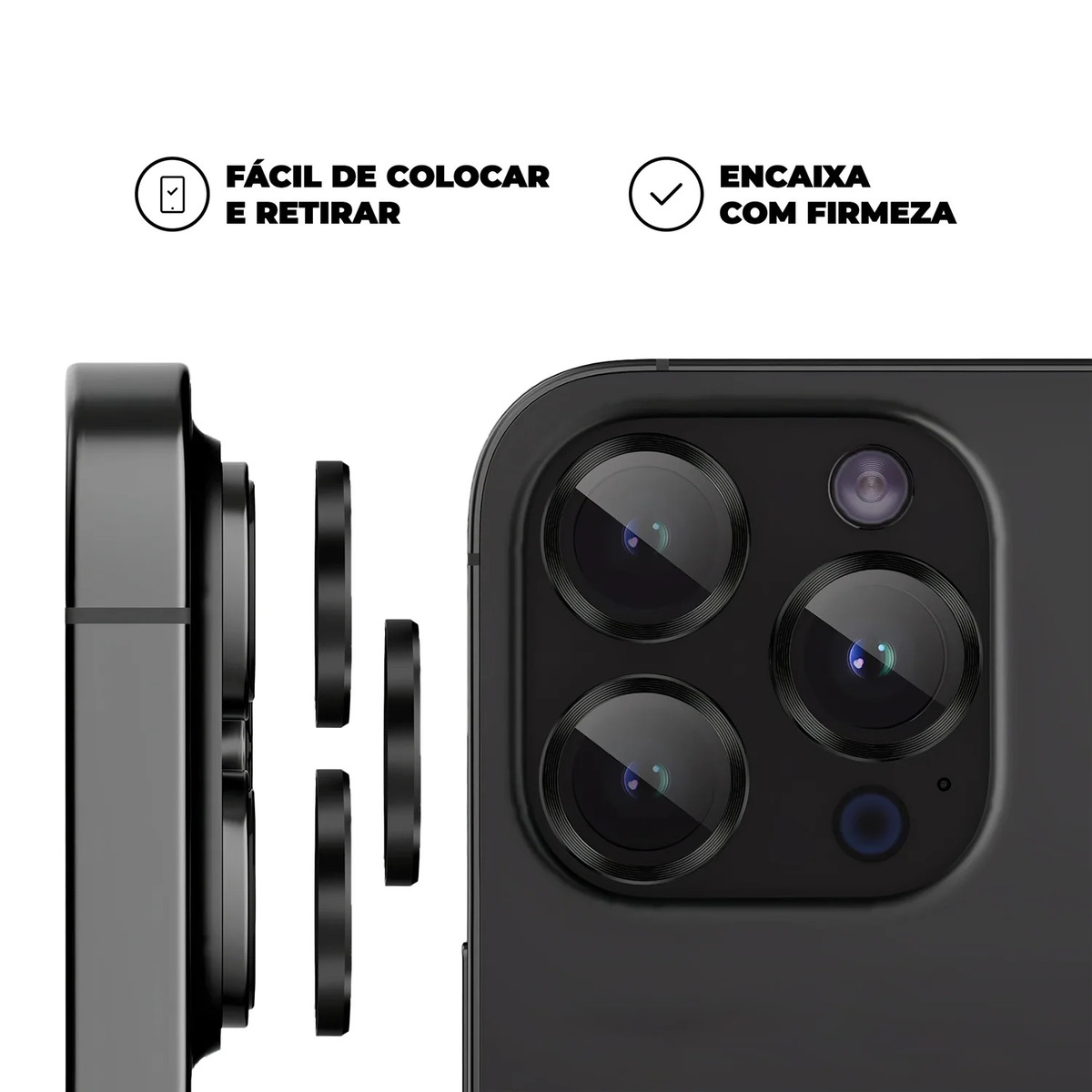 Protetor de Lente para iPhone 16 Pro - One Armor - Frame para câmera - Preto - Gshield