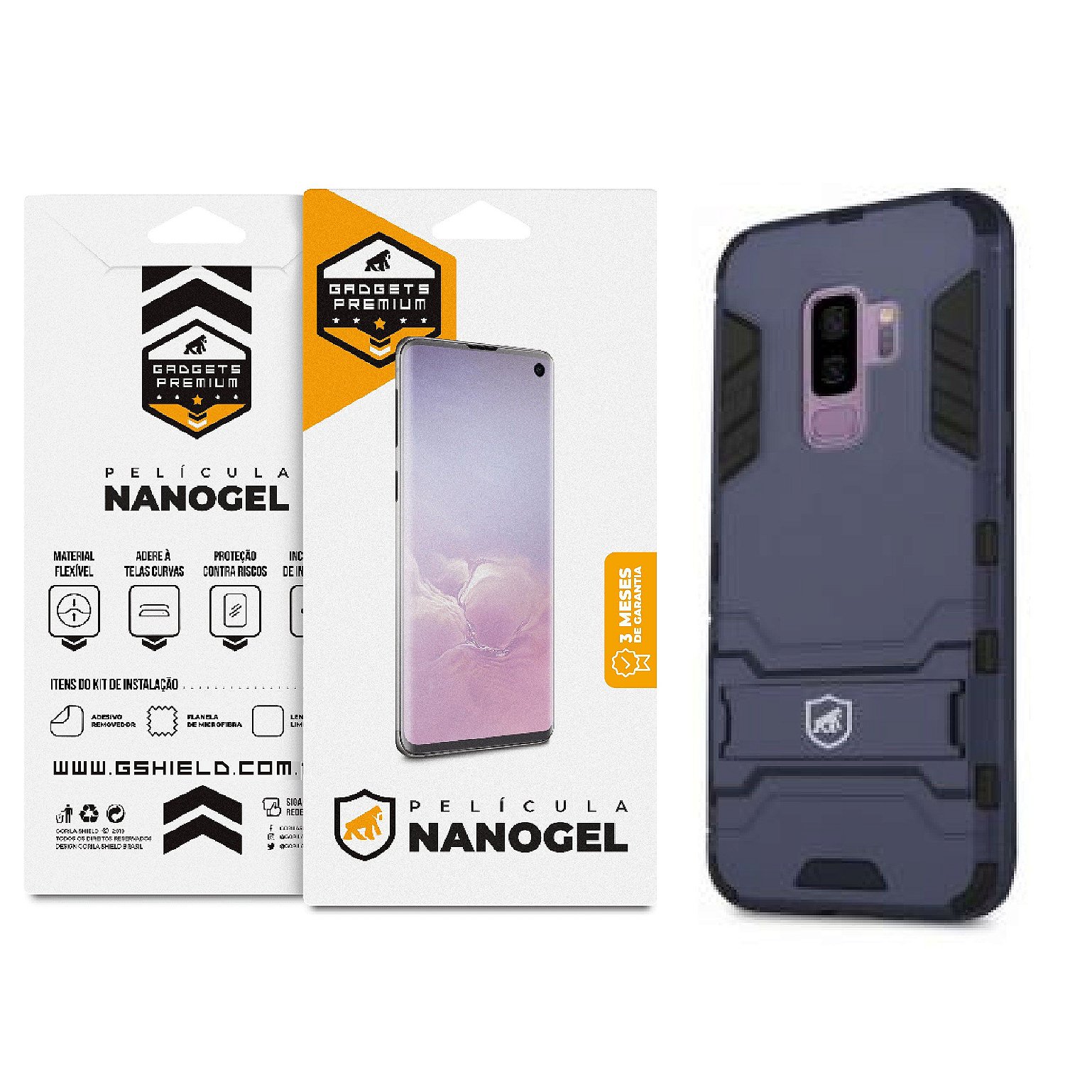 Capa Armor + Película de Nano Gel para Samsung Galaxy S9 Plus - Gshield