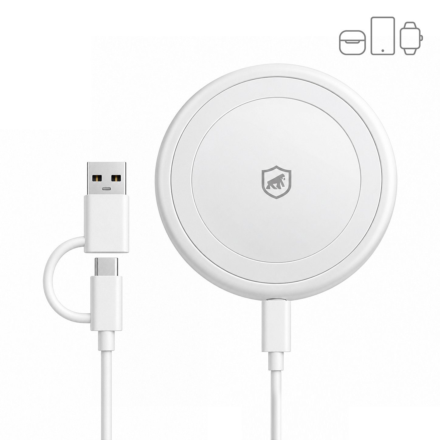 Carregador Wireless 3 em 1 - Discovery - Branco - Gshield