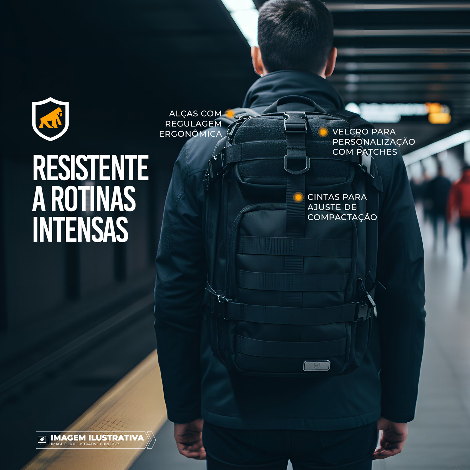 Mochila Tática 30L com Entrada USB-A, P2 e Capa de Chuva Integrada - Raptor - Gshield