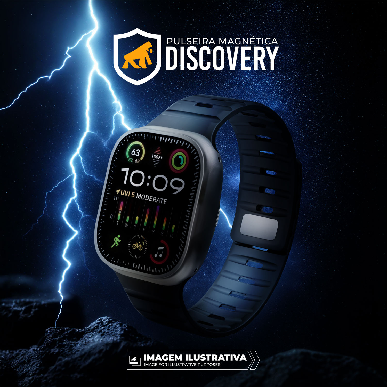 Pulseira para Apple Watch 38 / 40 / 41MM - Discovery Magnética - Preta - Gshield