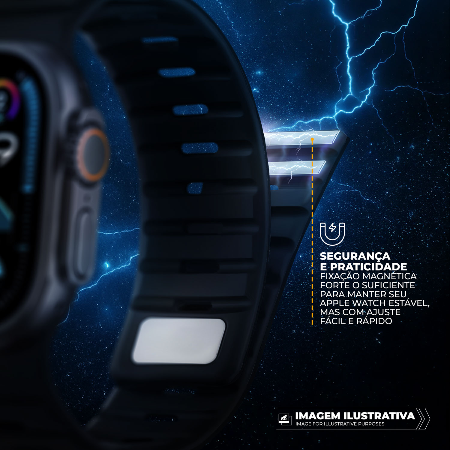 Pulseira para Apple Watch 38 / 40 / 41MM - Discovery Magnética - Preta - Gshield