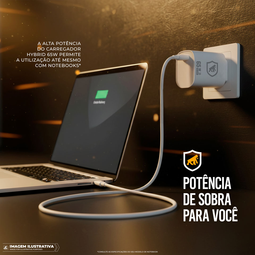 Carregador Turbo Tipo C 65W - Hybrid - Branco - Gshield - foto 3