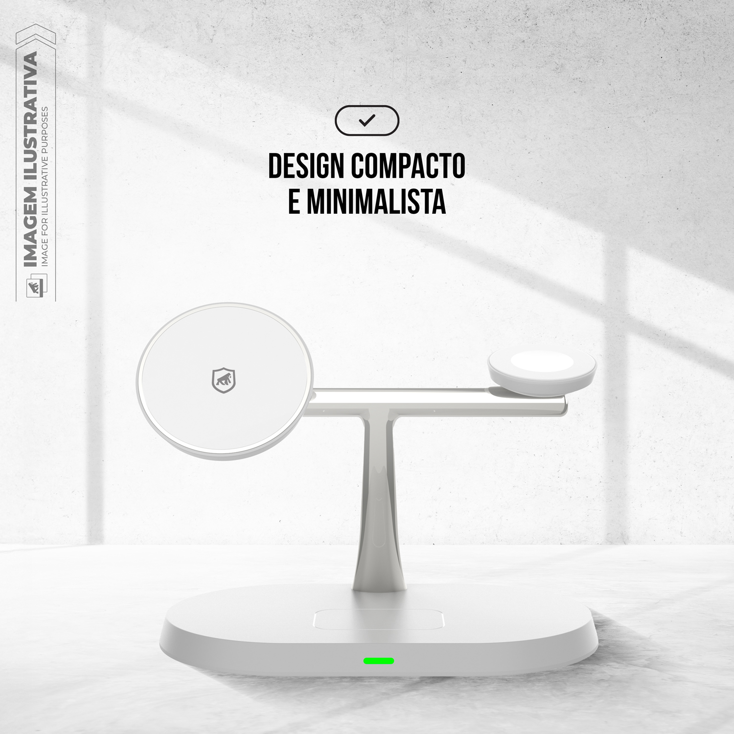 Carregador Wireless 3 em 1 MagSafe - para Smartphone, Apple Watch e Fones de Ouvido - Branco, USB-C, 15W - Dock Station - Gshield