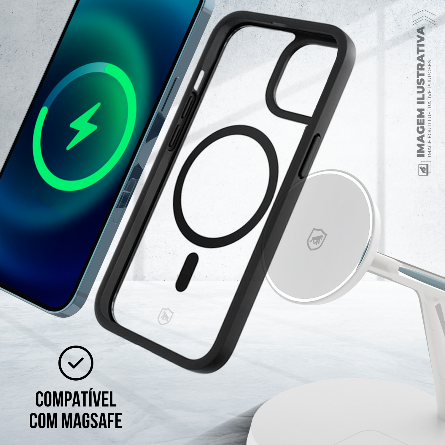 Carregador Wireless 3 em 1 MagSafe - para Smartphone, Apple Watch e Fones de Ouvido - Branco, USB-C, 15W - Dock Station - Gshield