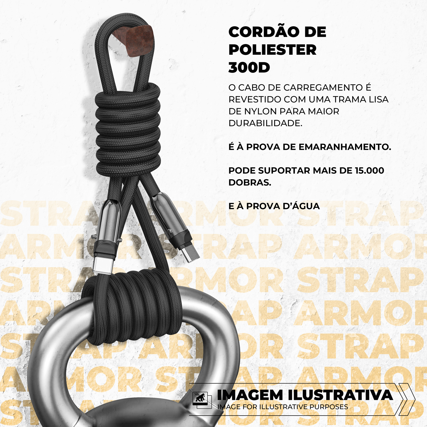 Cordão de Pescoço para Celular com Cabo Tipo C / Tipo C 60W - Strap Armor - Gshield