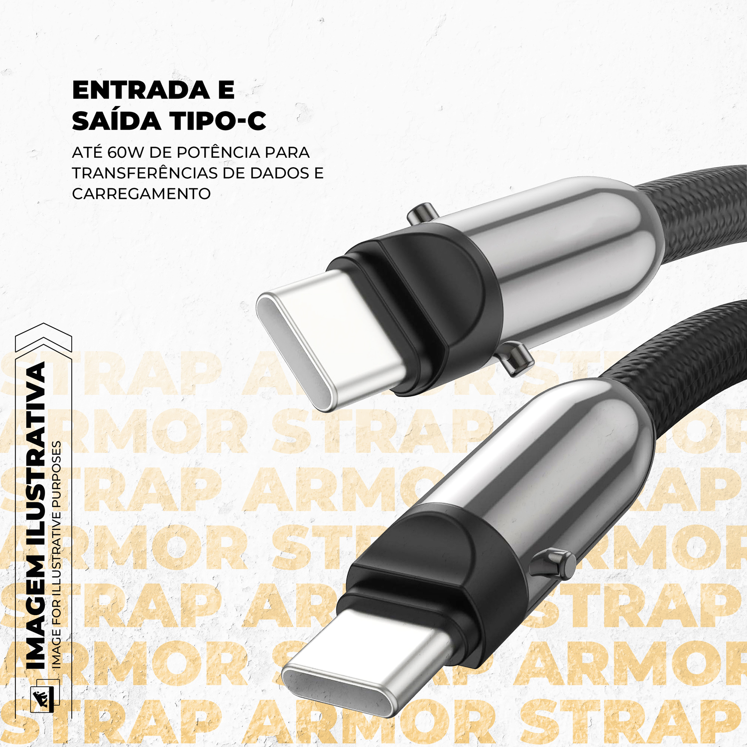 Cordão de Pescoço para Celular com Cabo Tipo C / Tipo C 60W - Strap Armor - Gshield