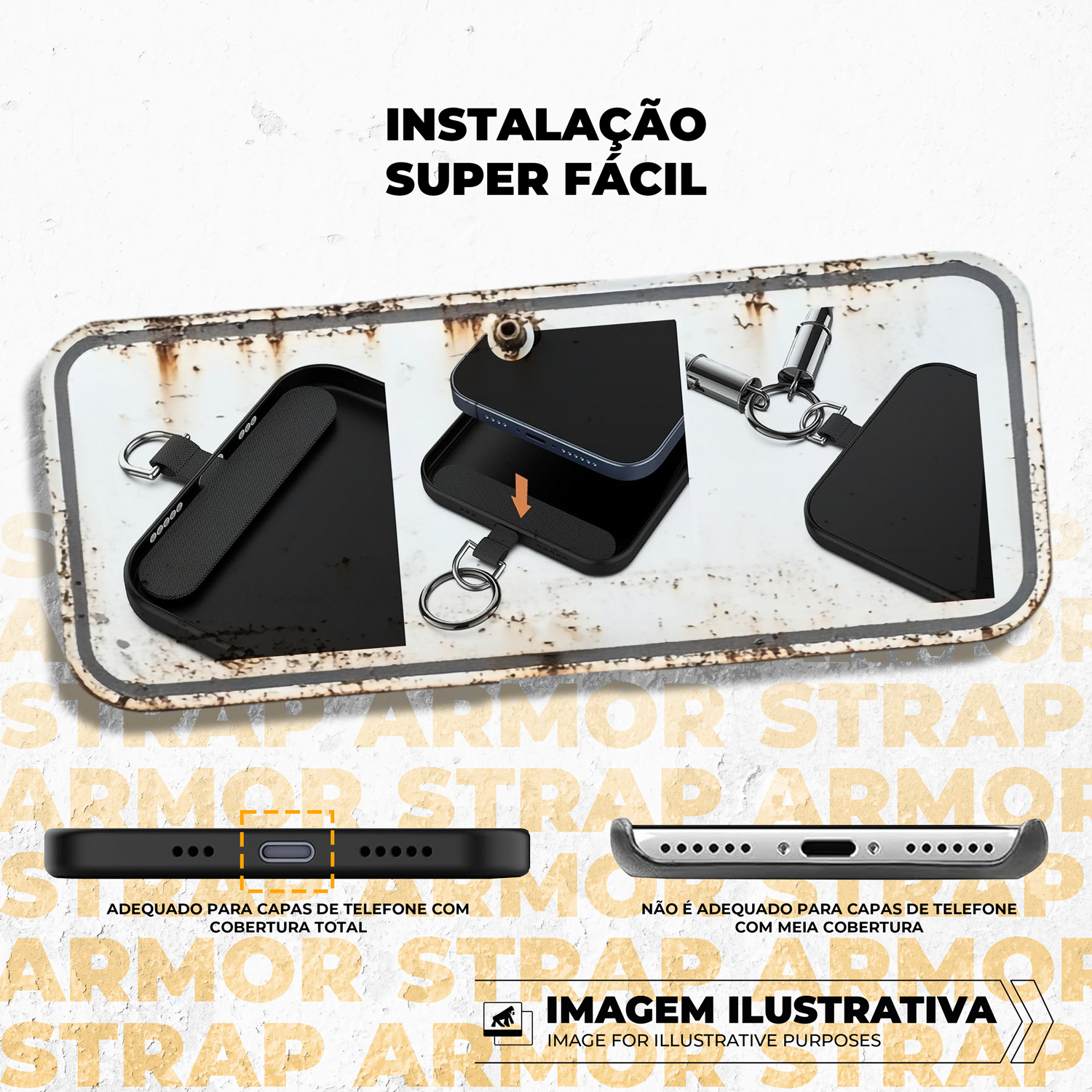 Cordão de Pescoço para Celular com Cabo Tipo C / Tipo C 60W - Strap Armor - Gshield