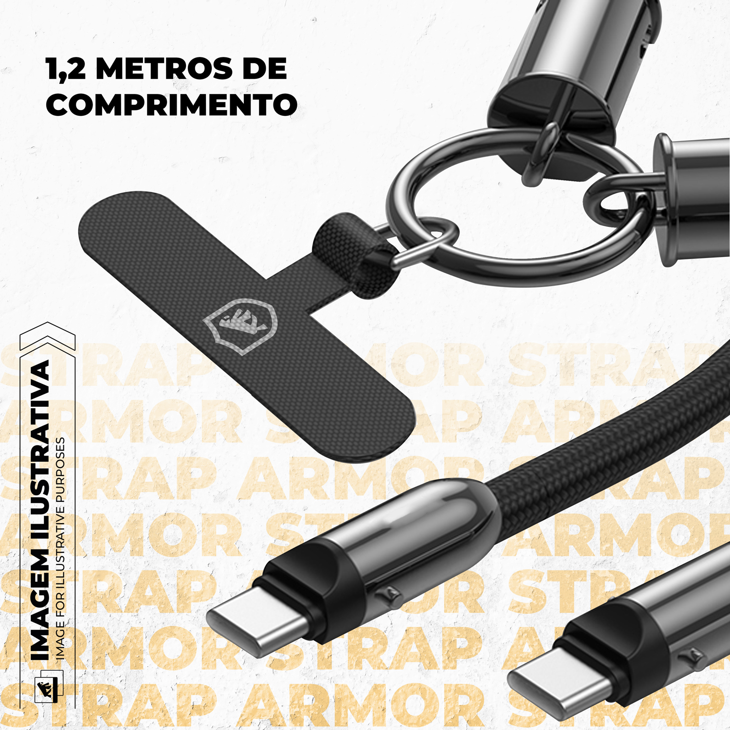 Cordão de Pescoço para Celular com Cabo Tipo C / Tipo C 60W - Strap Armor - Gshield