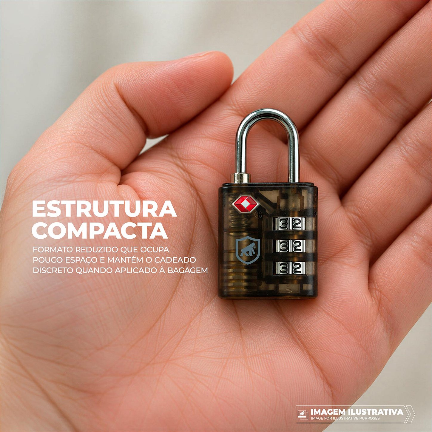 Cadeado com Segredo de 3 Dígitos TSA Haste Metálica 18mm, Antifurto - Dual Shock - Gshield - foto 6