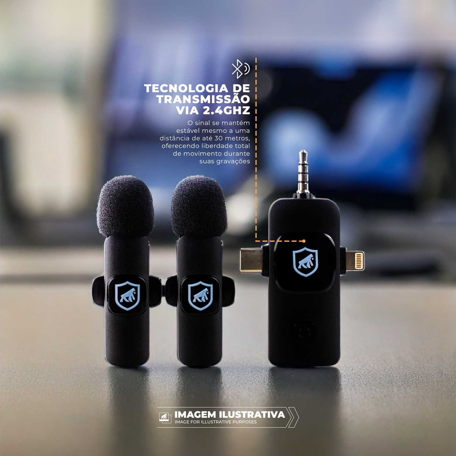 Microfone de Lapela 3 em 1 - Tipo C / Lightning / P3 - Flex - Gshield - foto 6