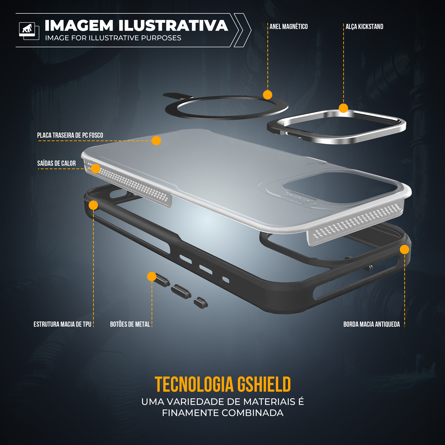Capa para iPhone 16 Pro - MagSafe Venom - Preta - Gshield