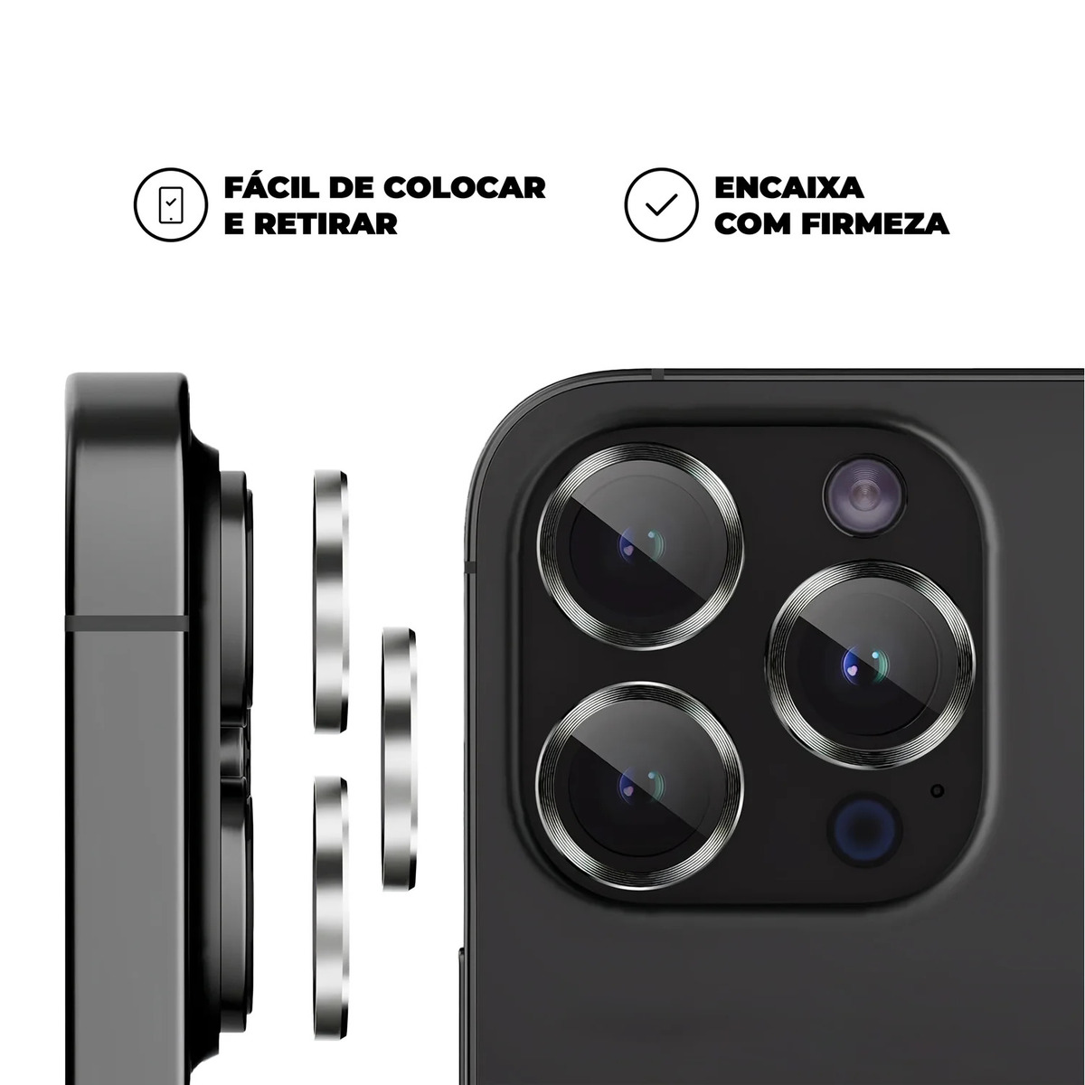 Protetor de Lente para iPhone 16 Pro Max - One Armor - Frame para câmera - Prata - Gshield