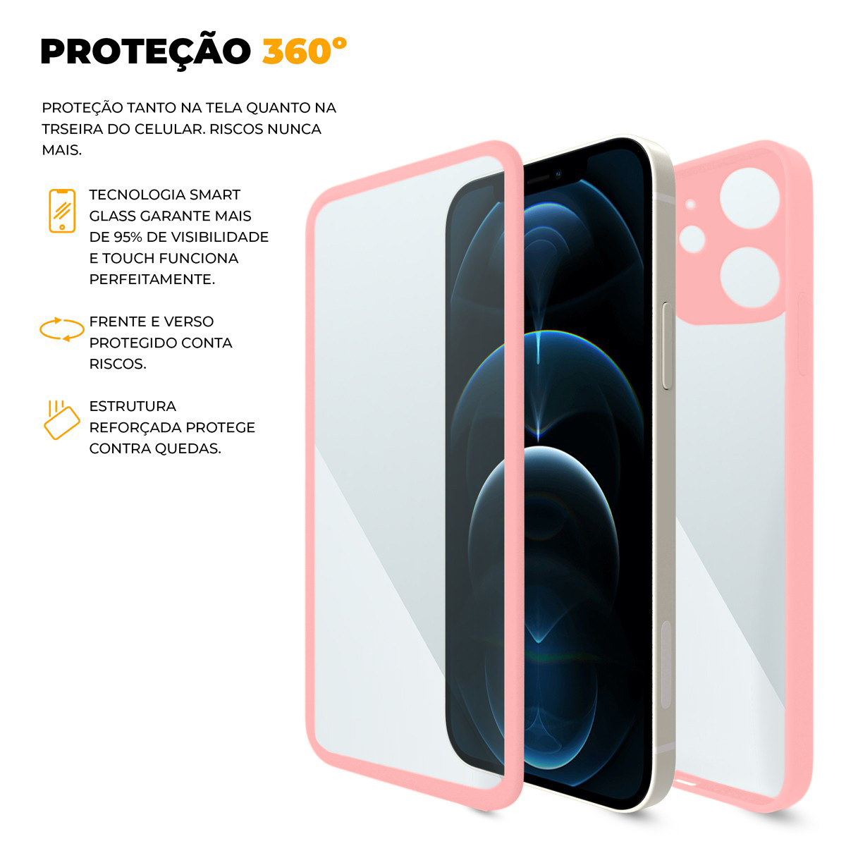 Capa 360 Rosa para iPhone - Frente e Verso - Gshield - foto 2
