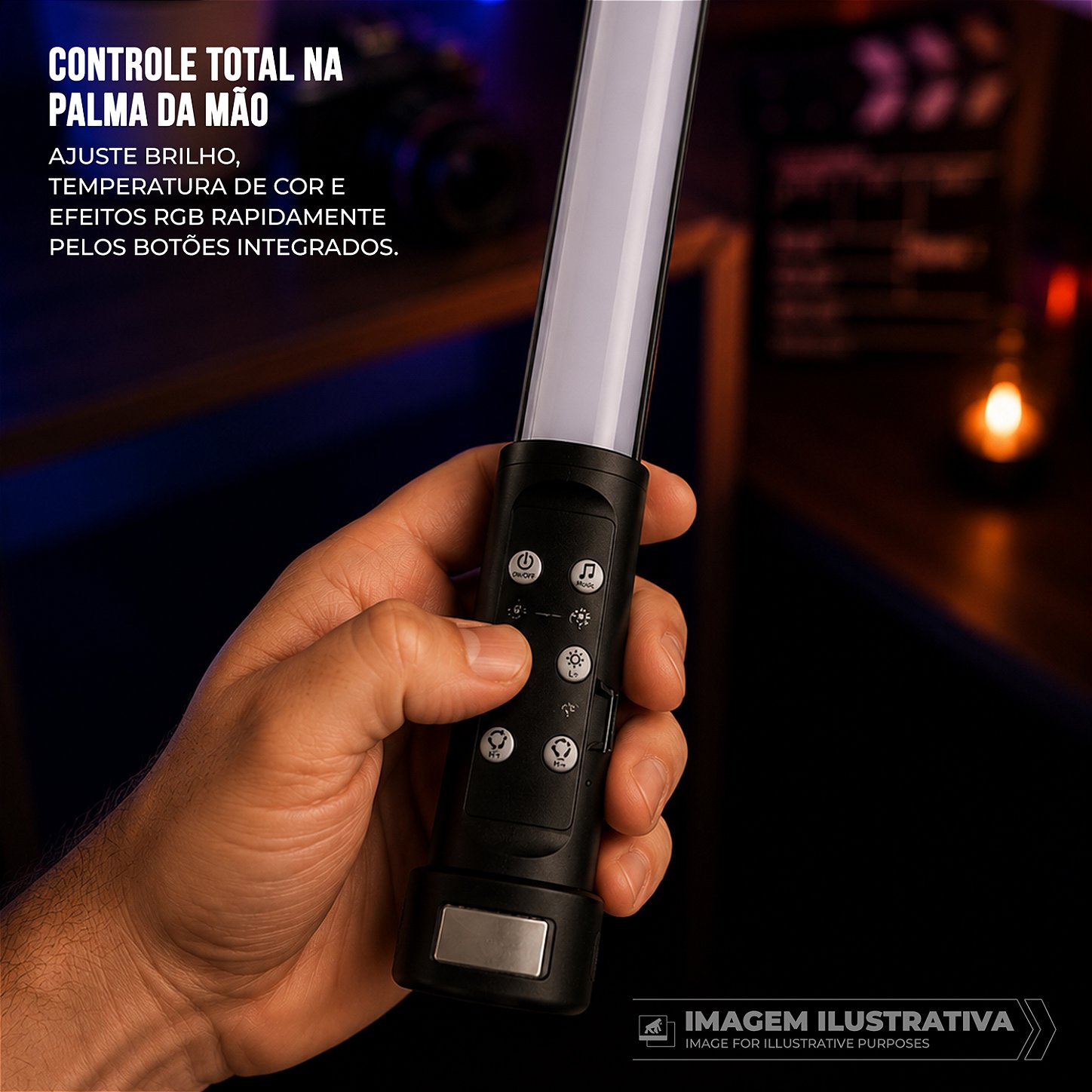 Bastão de LED RGB Portátil com Suporte Magnético Integrado, Cor Ajustável 2700k - 7500k, Bateria 2000mAh, CRI 95+ para Fotos e Vídeos - Armor - Gshield - foto 6