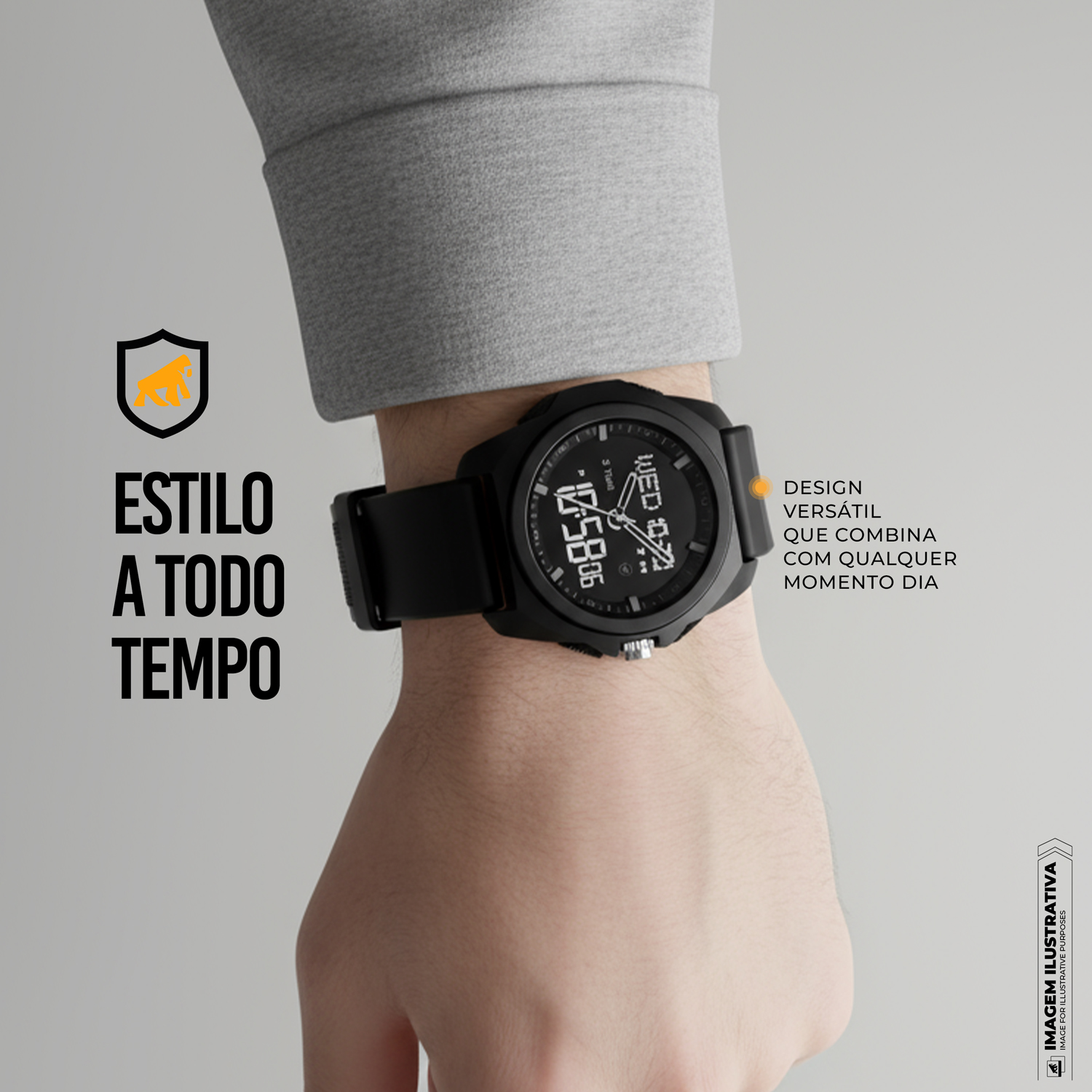 Relógio Analógico e Digital à Prova d’Água com Alarme, Cronômetro e regressivo - Survivor - Gshield - foto 6