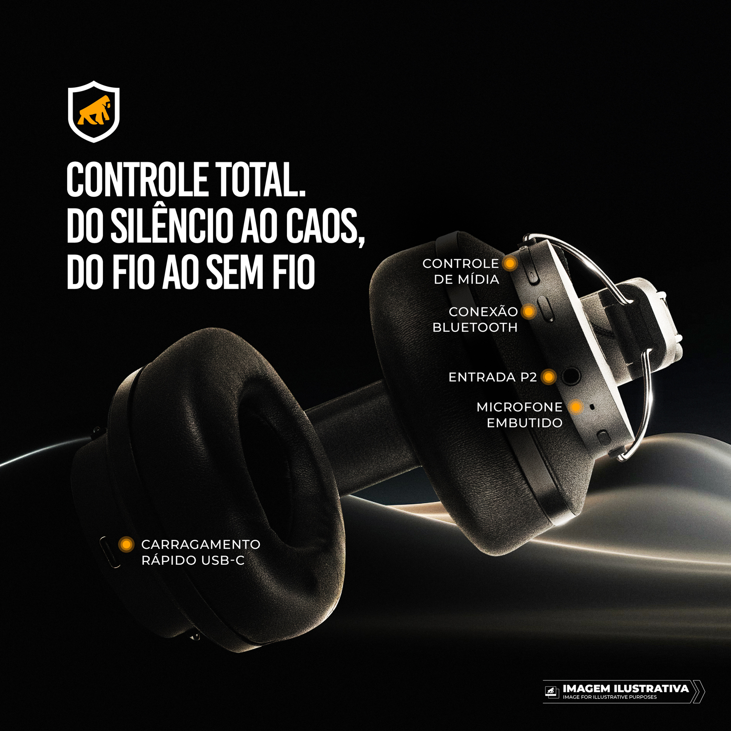 Headphone Bluetooth sem fio com ANC - Survivor - Gshield - foto 7