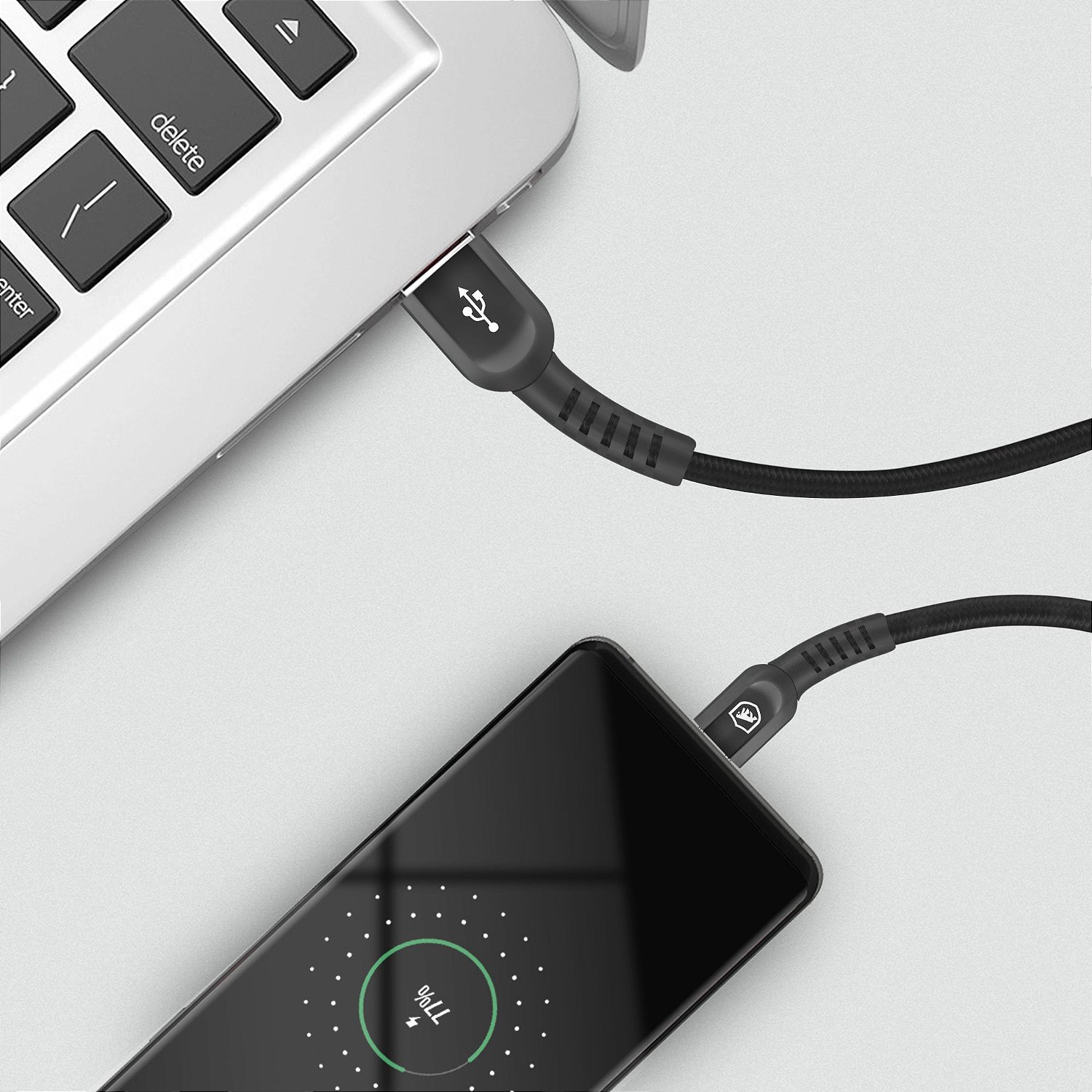 Cabo Dual Shock USB-A / Tipo C - Preto - 2 metros - Gshield