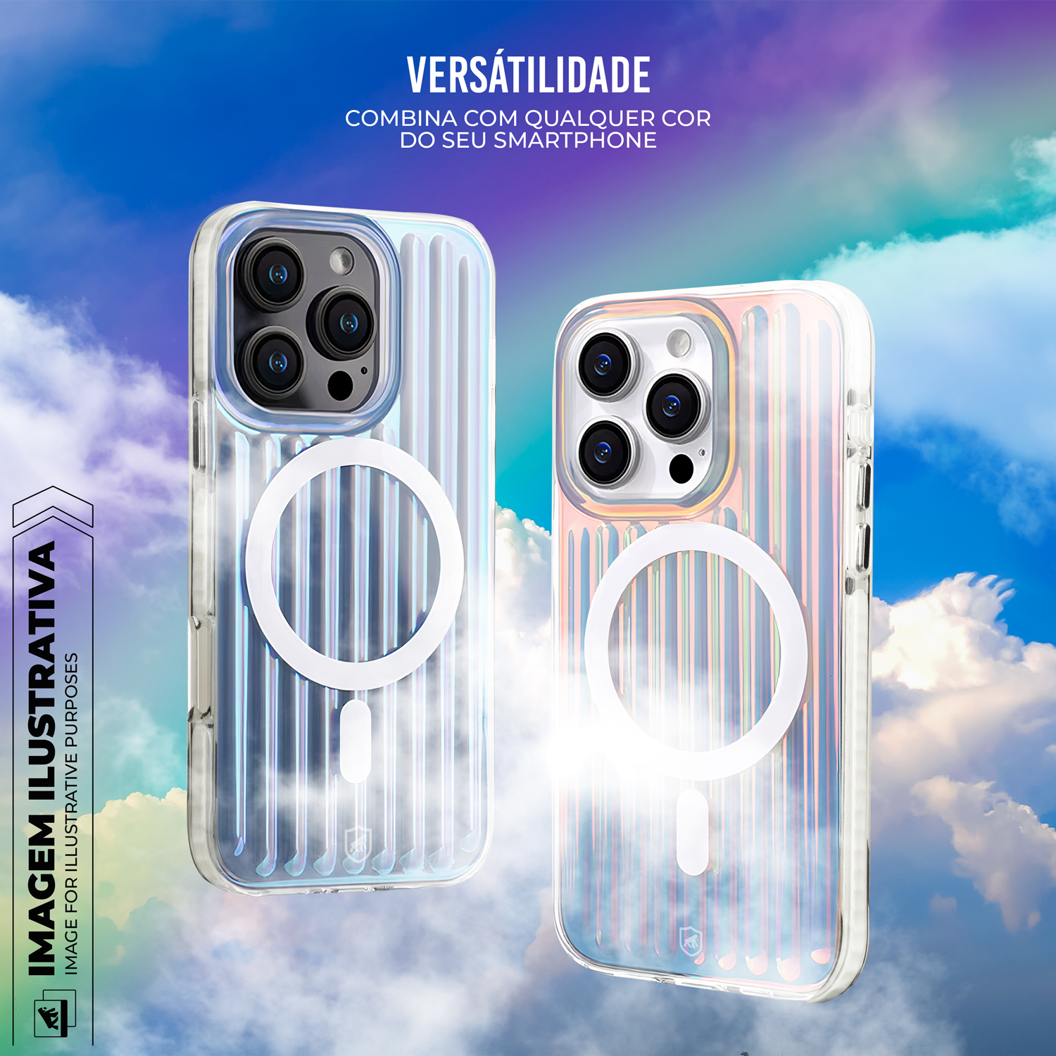 Capa para iPhone 16 Pro - Magsafe Rainbow Transparente - Gshield